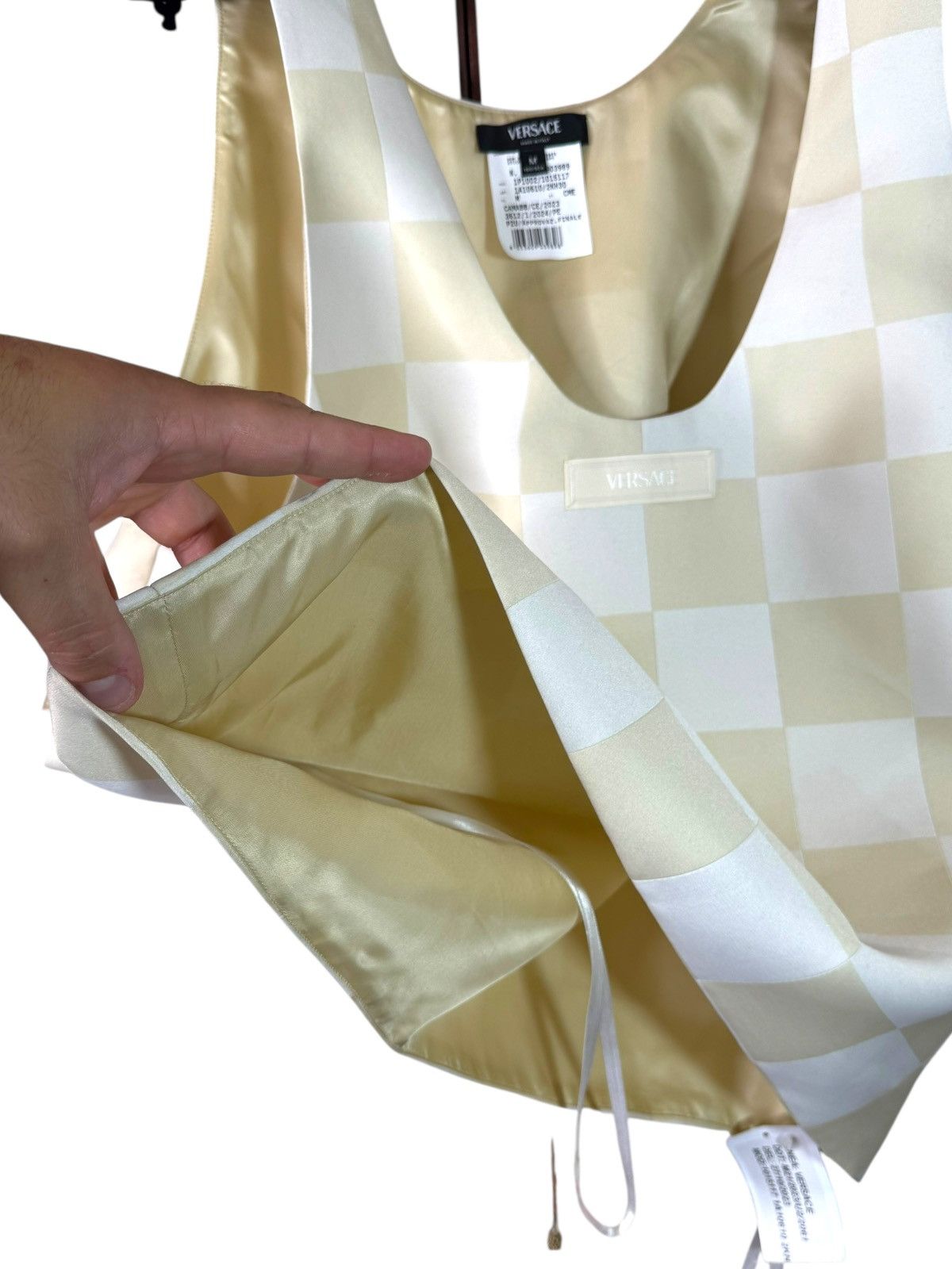 Versace Versace Men’s Checked Top White Beige Size M - New Size US M / EU 48-50 / 2 - 6 Thumbnail