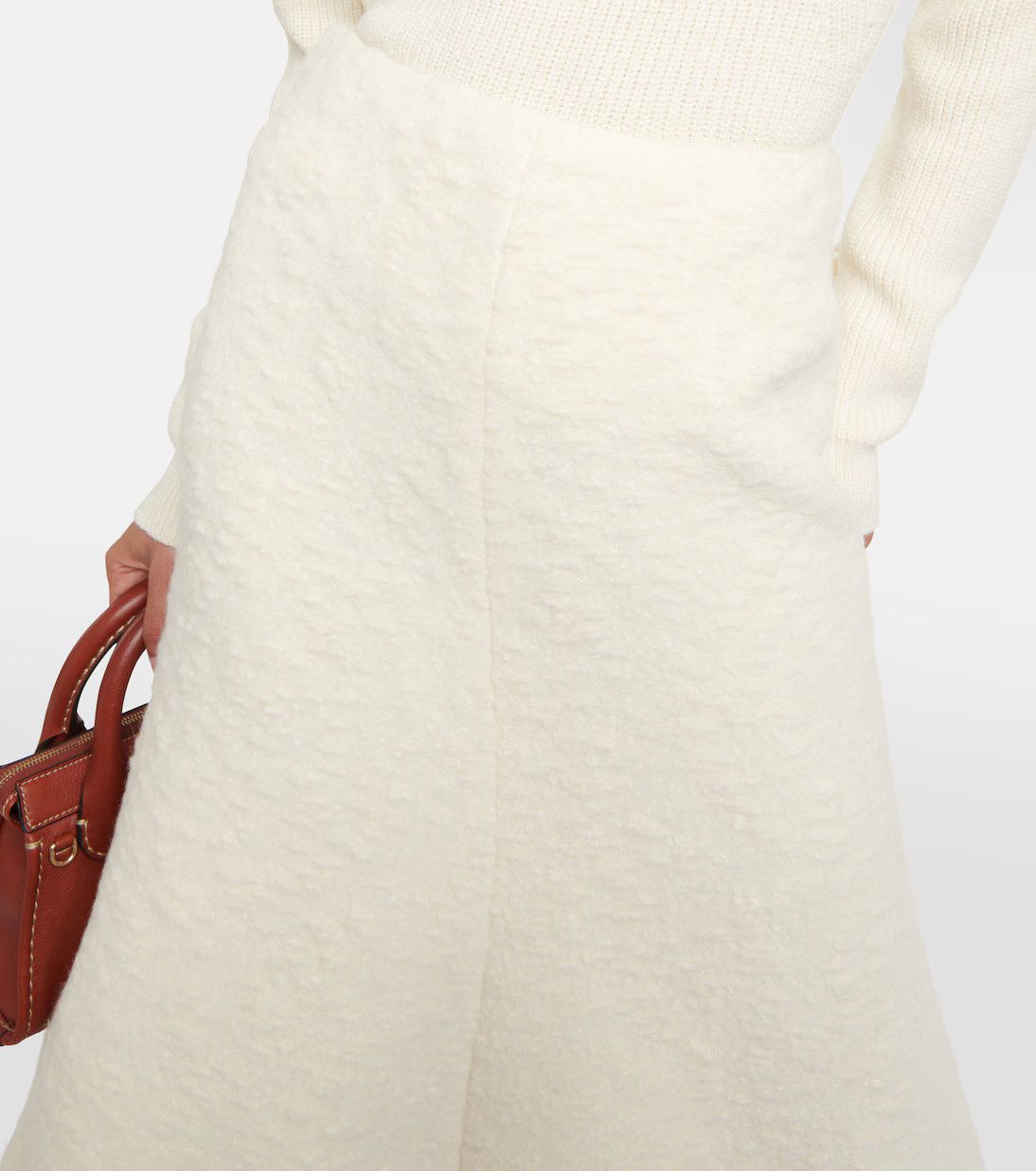 Chloe o1y0825 Midi Skirt in Cream Size 30" / US 8 / IT 44 - 3 Thumbnail