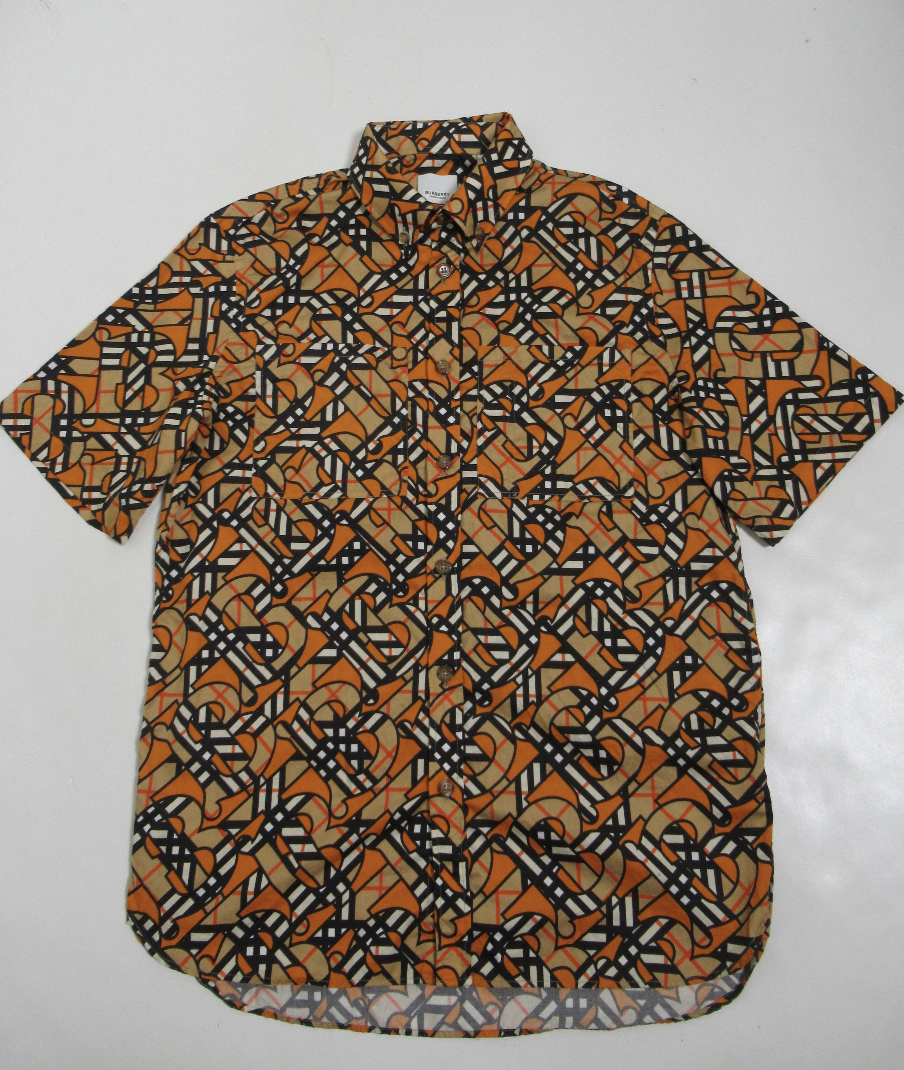 Burberry TB Monogram-Print Short Sleeve Shirt Archive Beige