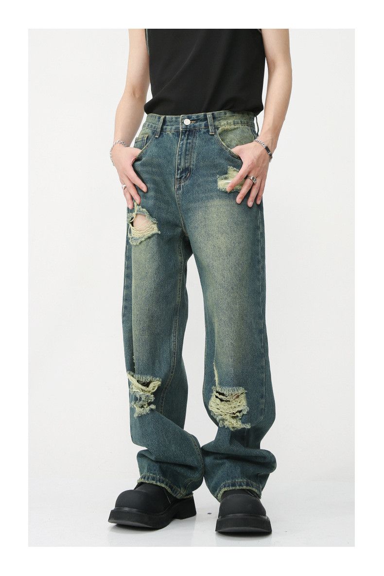 Japanese Brand Japanese retro loose hip-hop trendy ripped jeans Size US 32 / EU 48 - 1 Thumbnail