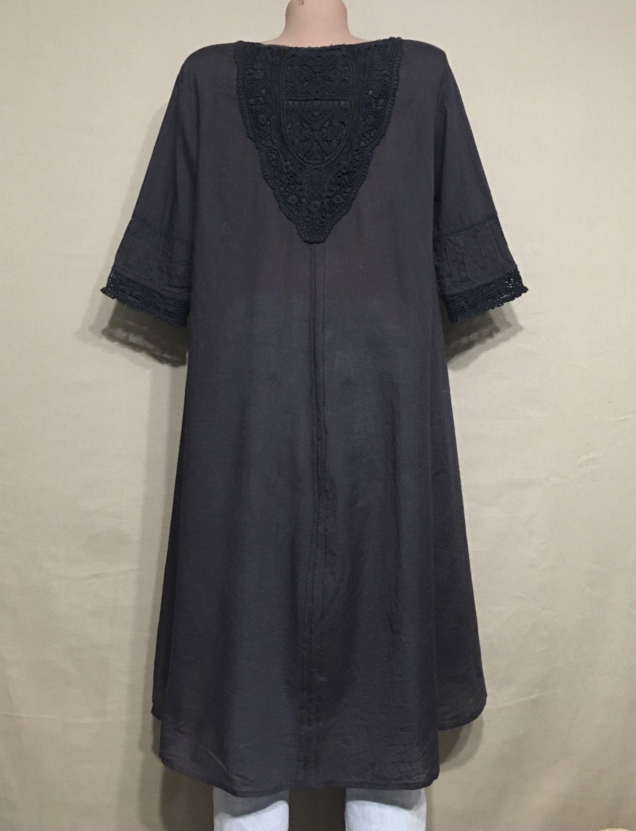 Designer Ewa i Walla Cotton Grey Lace Top Blouse Size S Size S / US 4 / IT 40 - 2 Thumbnail