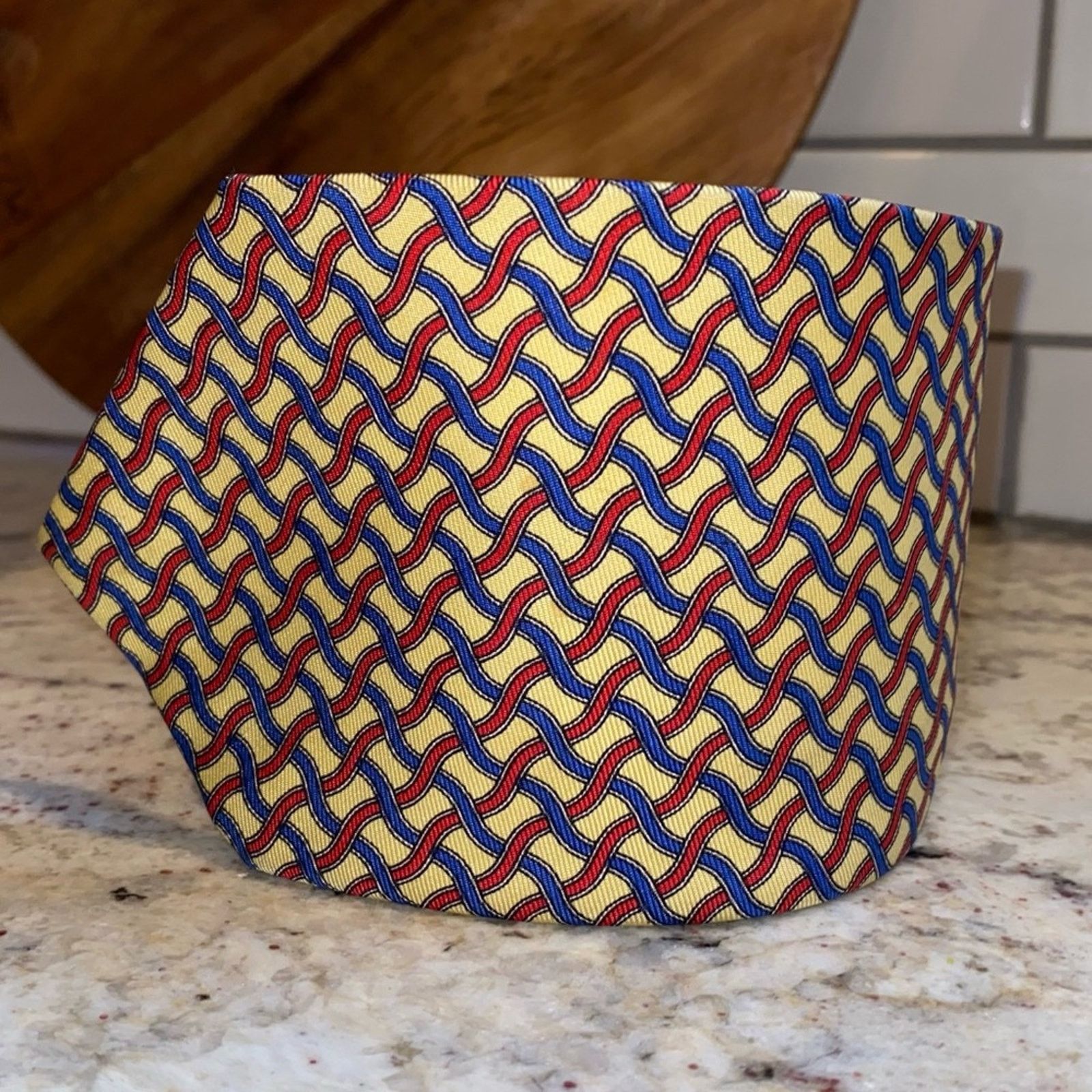 Polo Ralph Lauren POLO Ralph Lauren Yellow Blue Red Basketweave Silk Tie Size ONE SIZE - 5 Thumbnail