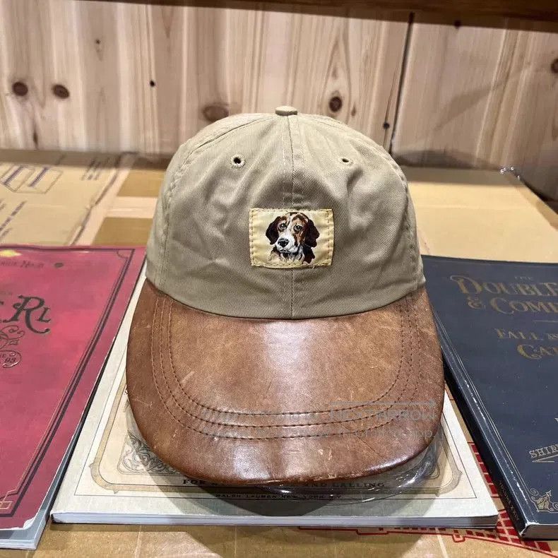 RRL Ralph Lauren RRL Dog Embroidery Leather Brim Baseball Cap. Size ONE SIZE - 1 Thumbnail
