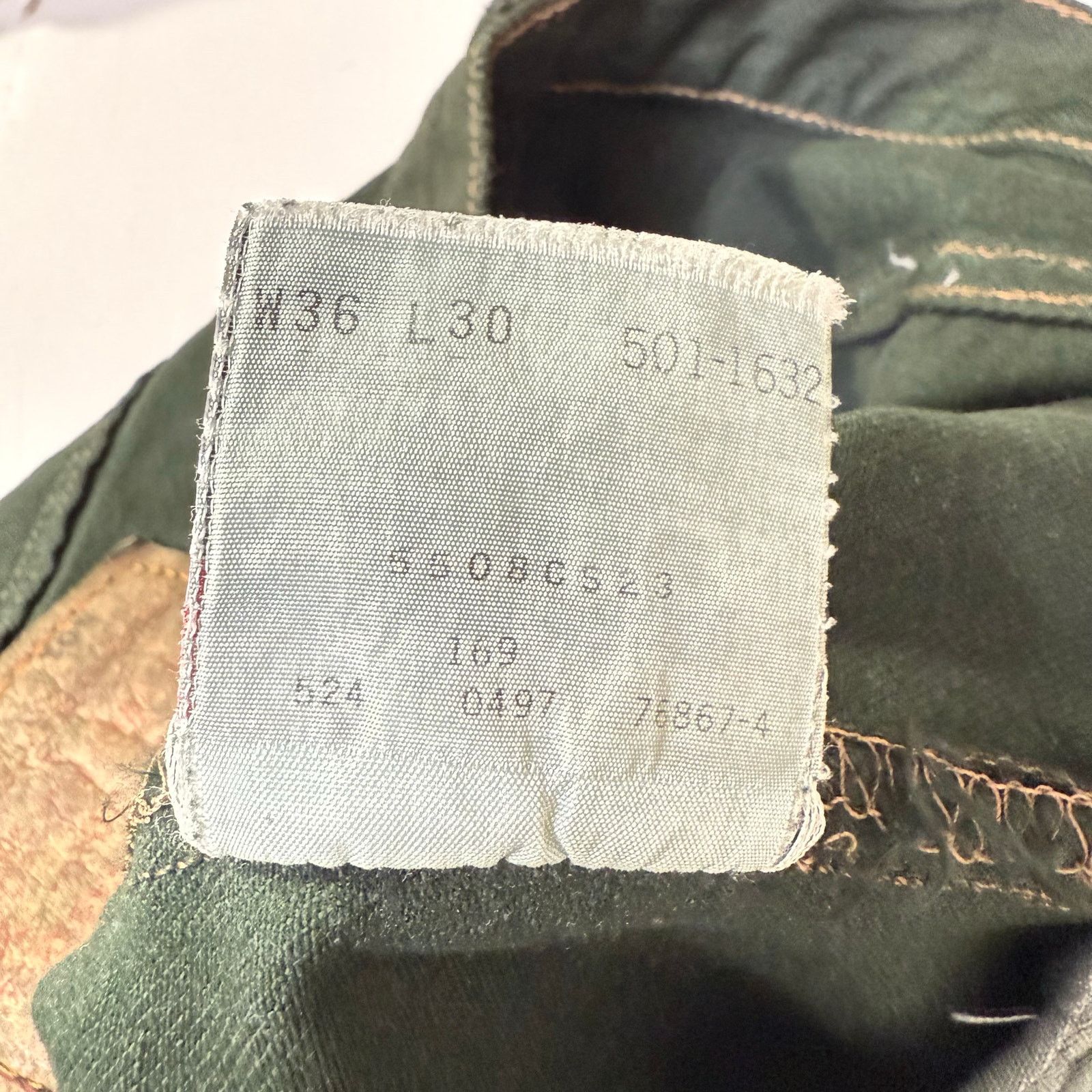 Levi's 90s Levi 501 Green Dyed Denim Button Fly Straight Jean 36x30 Size US 36 / EU 52 - 5 Thumbnail