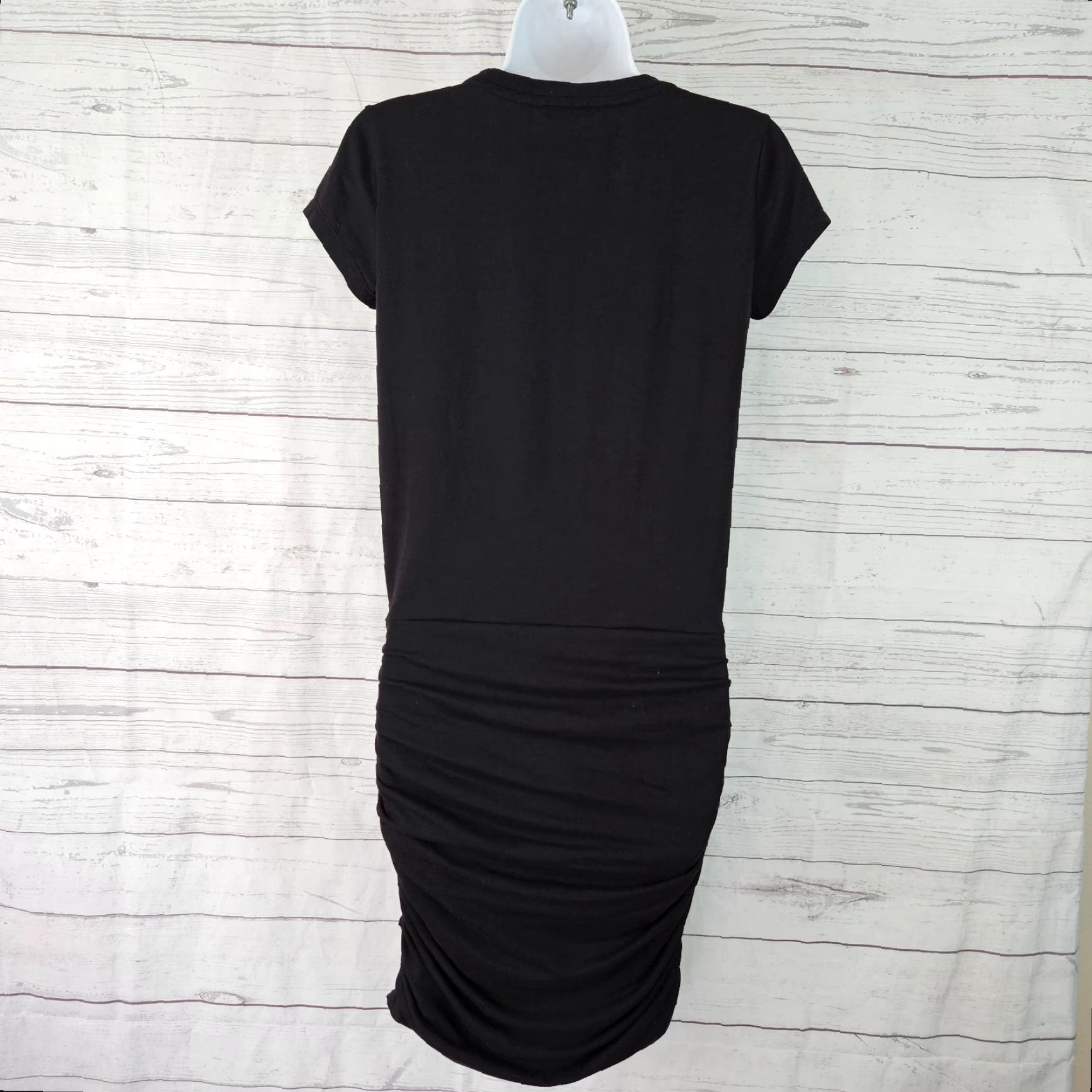 Athleta Athleta Womens Topanga Tee Dress XS Solid Black Short Sleeve Ruched Shirt Dress Size 26" / US 2 / IT 38 - 3 Thumbnail