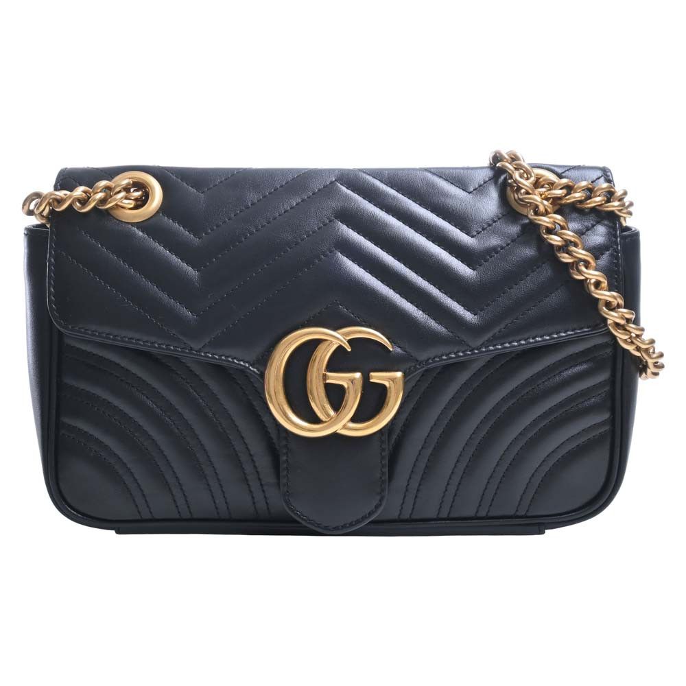 image of Gucci GG Marmont Leather Small Chain Shoulder Bag Black, Women's