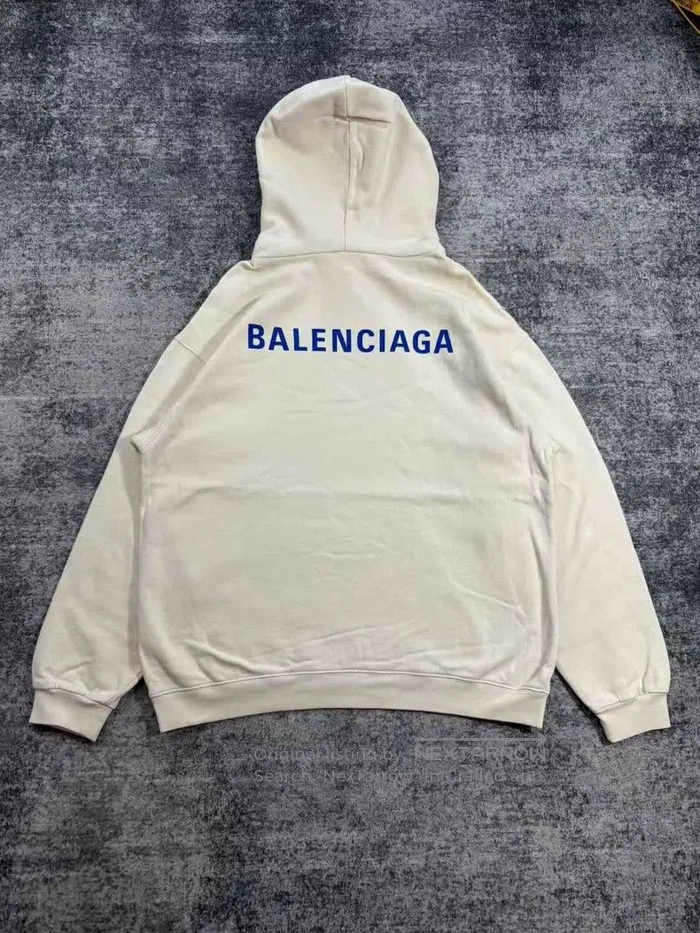 Balenciaga Balenciaga Off-white Front and Back Blue Letter Logo Hoodi Size US XS / EU 42 / 0 - 3 Thumbnail