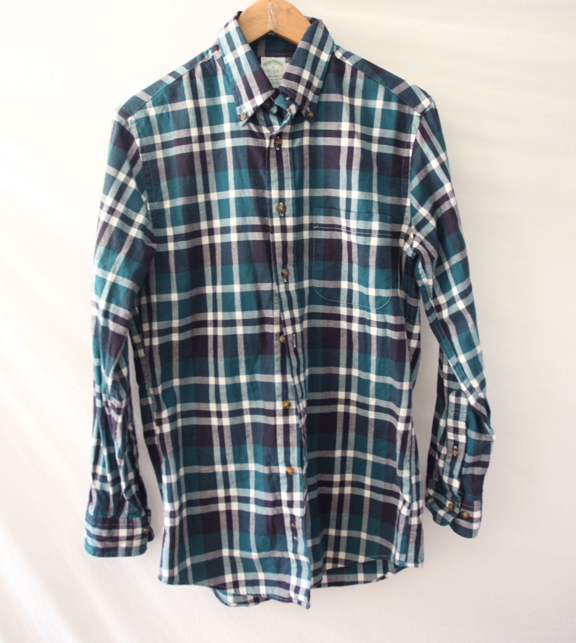 Brooks Brothers Brooks Brothers Milano Flannel Shirt Size S Green Plaid Size US S / EU 44-46 / 1 - 3 Thumbnail