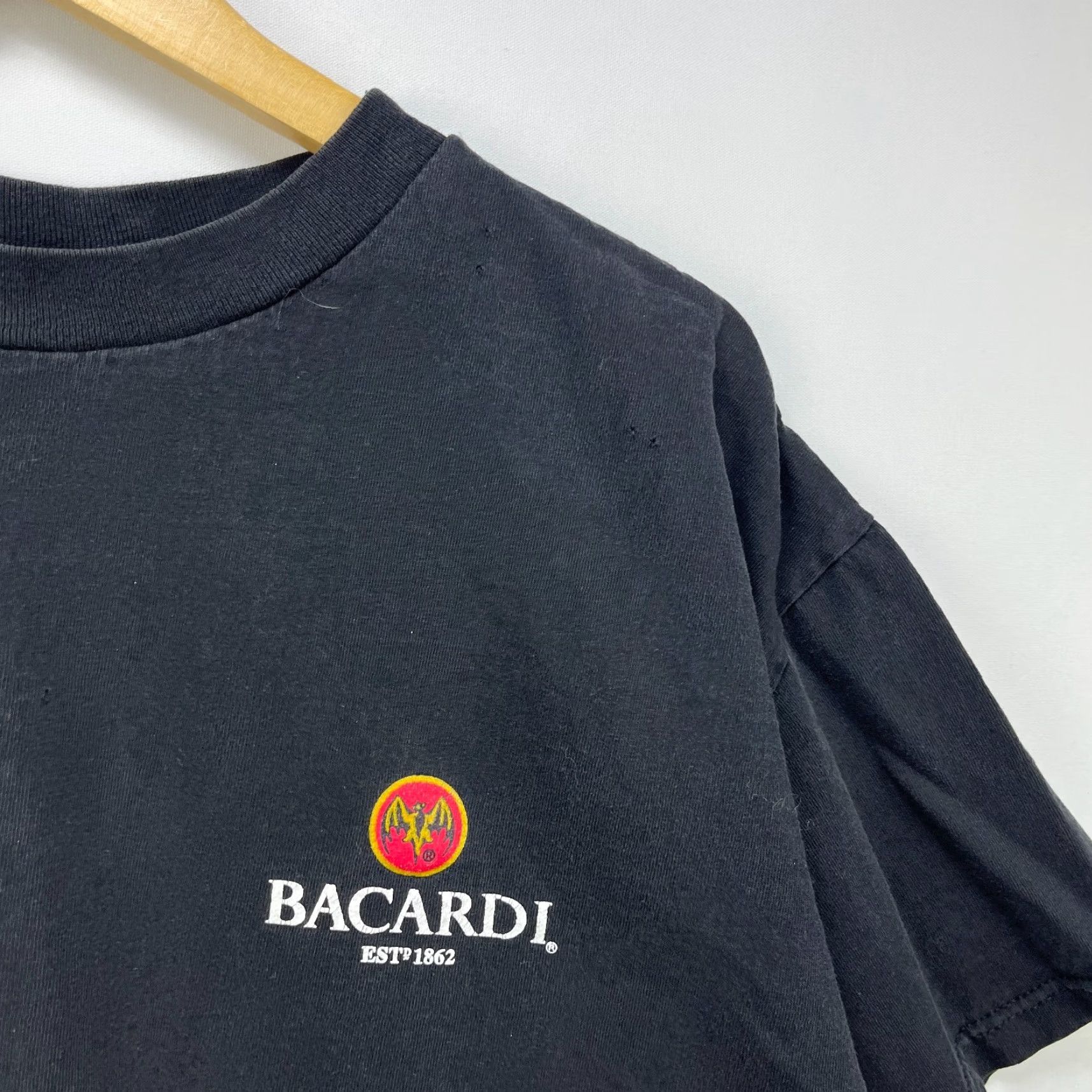Vintage VINTAGE Bacardi T-Shirt Men's L Black 90s US Made Satin 90s Theme shirts? Size US L / EU 52-54 / 3 - 3 Thumbnail