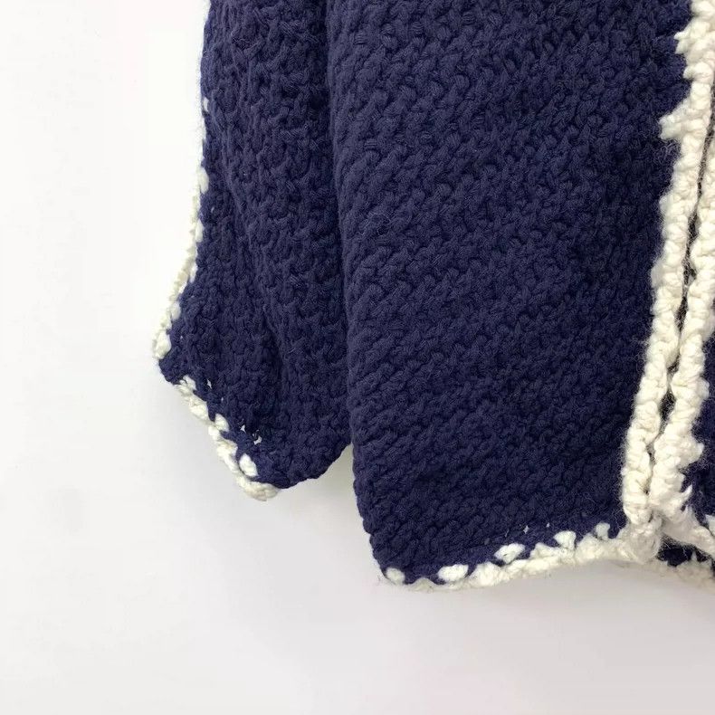 Dior Dior Dark blue wool navy collar long-sleeved knitted jacket Size S / US 4 / IT 40 - 4 Thumbnail
