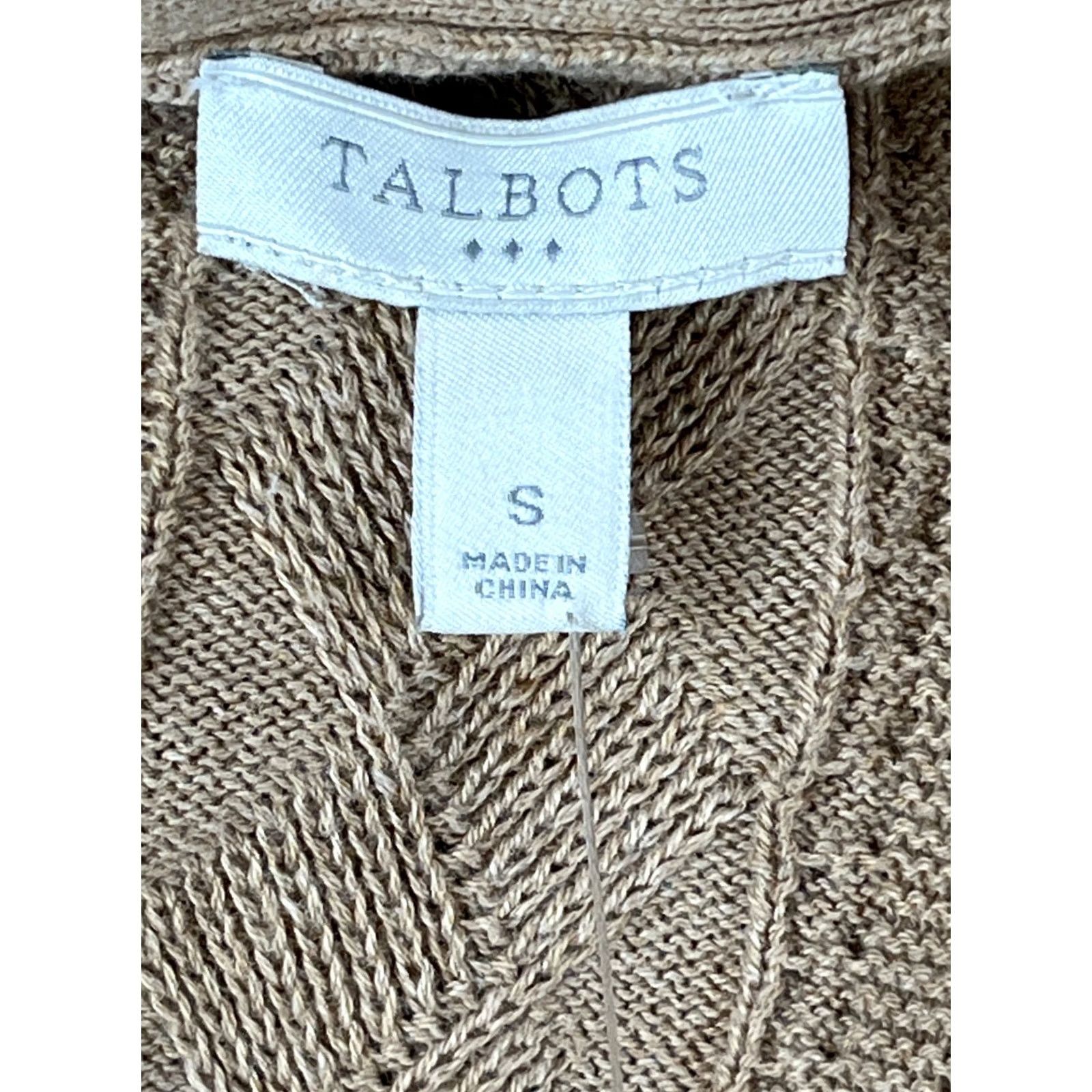 Talbots Talbots Womens Size Small Tan Cable Knit Pullover Sweater 100% Cotton V-Neck - Casual Shirt? Size S / US 4 / IT 40 - 7 Thumbnail