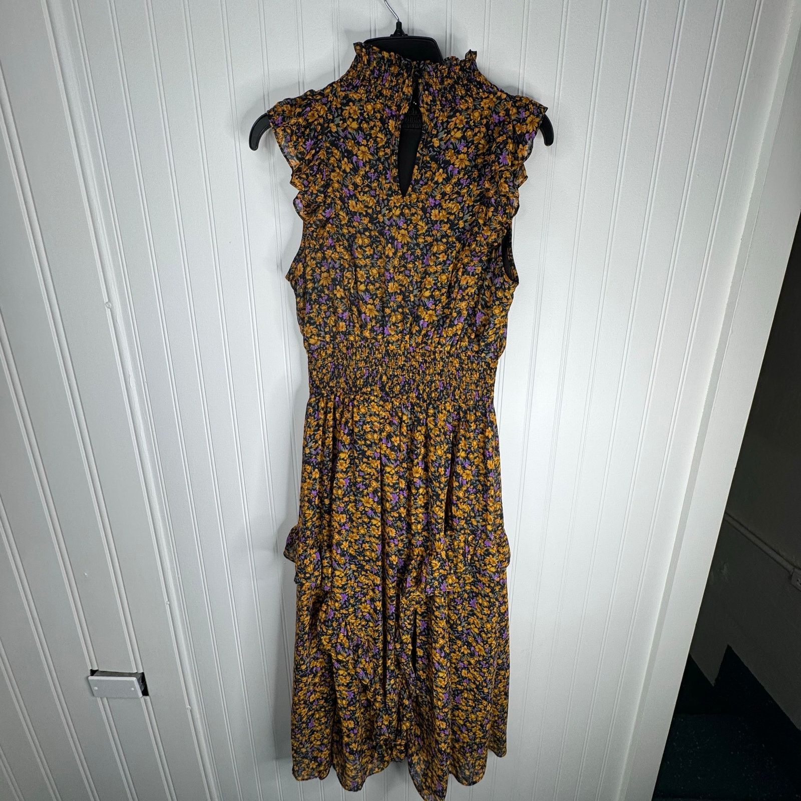 Other Lulus Evalina Mustard Floral Print Mock Neck Midi Dress Size S / US 4 / IT 40 - 7 Thumbnail