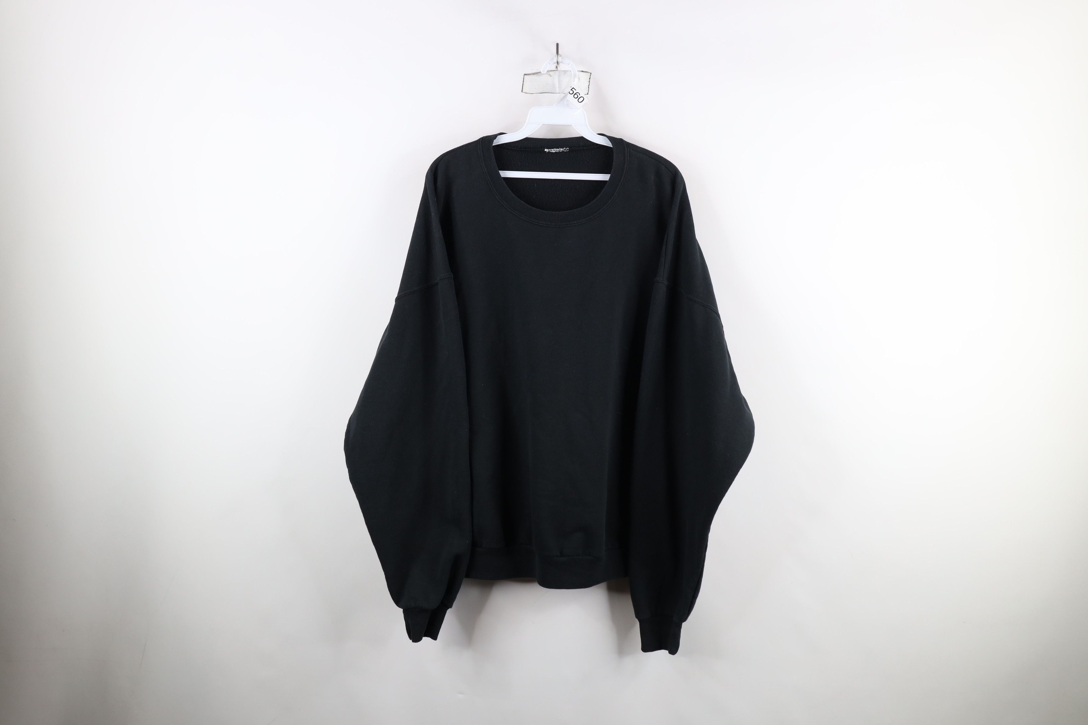 Vintage Vintage 90s Streetwear Faded Blank Crewneck Sweatshirt Black Size US XXL / EU 58 / 5 - 1 Thumbnail