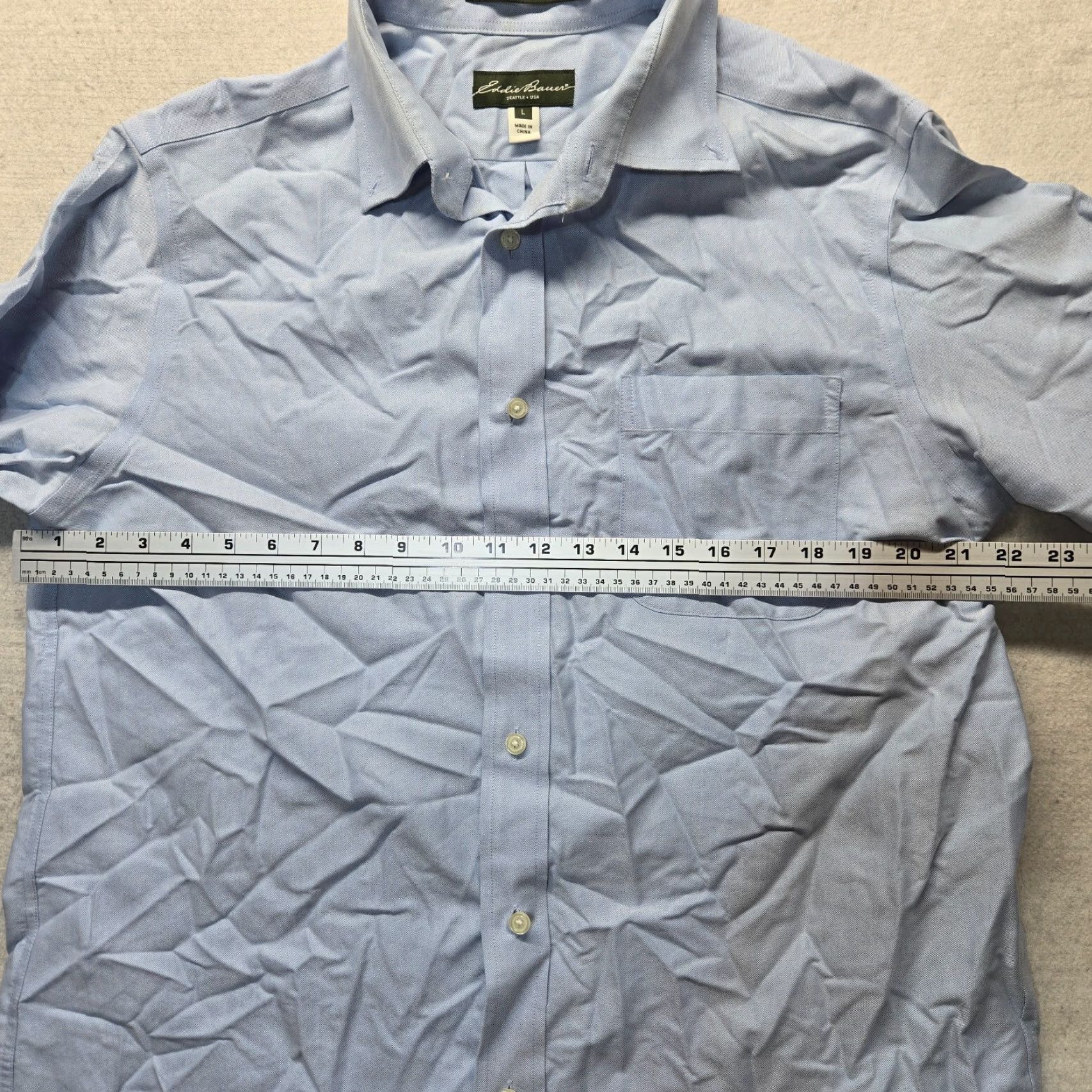 Eddie Bauer Eddie Bauer Dress Shirt Mens Large Blue Wrinkle Free Button Up Regular fit Solid Size 42R - 4 Thumbnail
