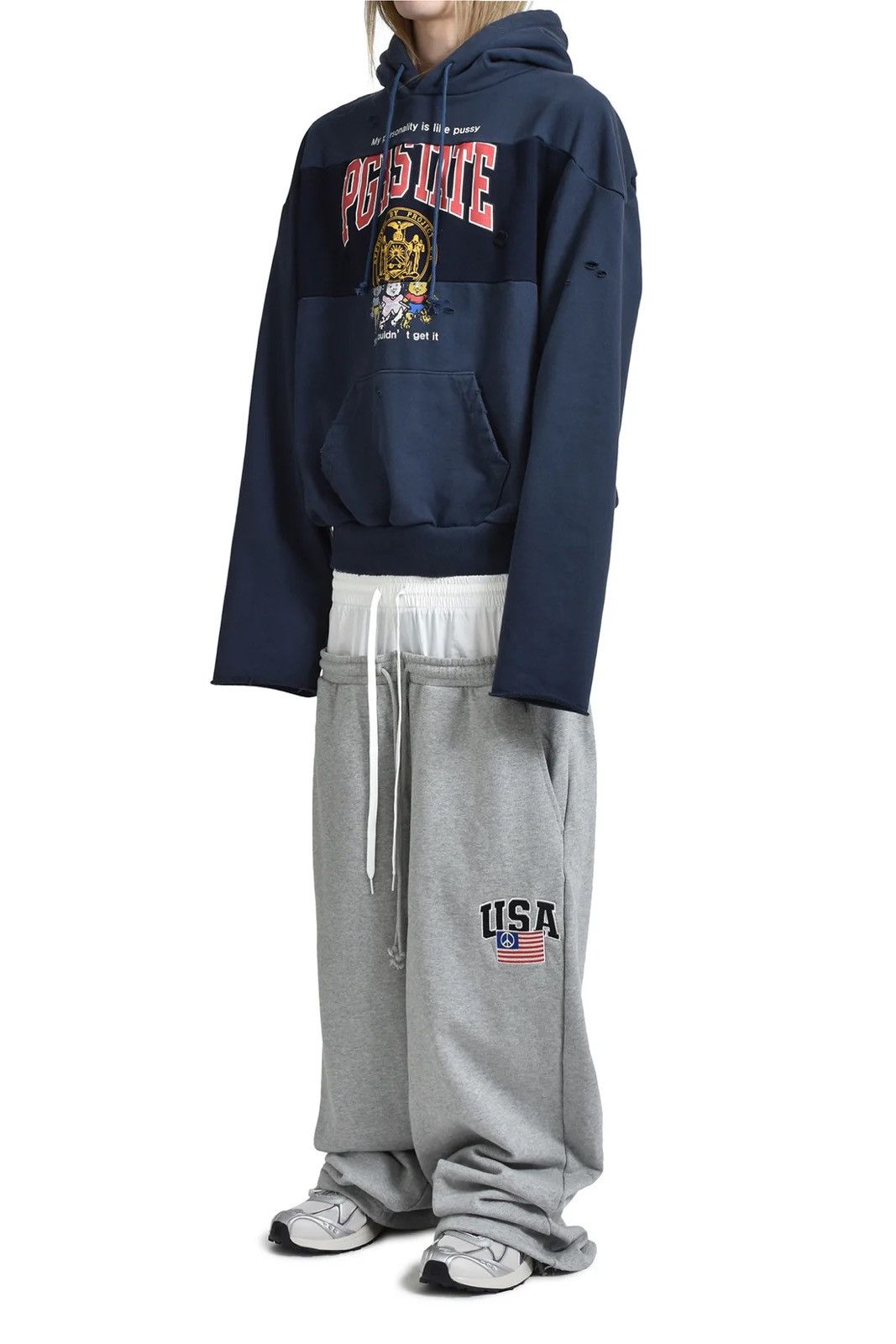 PROJECT G/R REWORKED SPORT HOODIE / NVY  要在庫確認 PROJECT G/R プロジェクト ジーアール SS25 REWORKED SPORT
