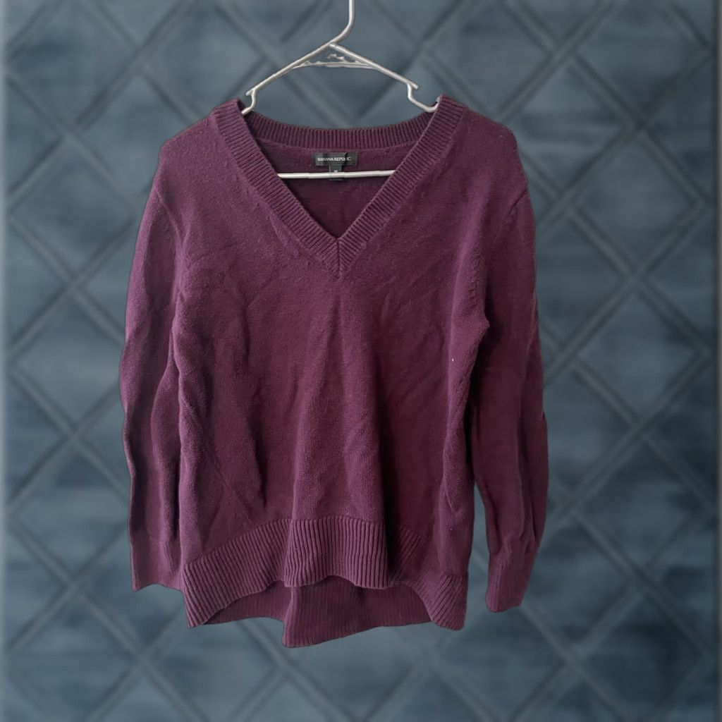 Banana Republic Banana Republic Sweater Women M Burgundy Cotton Blend V-Neck Pullover Long Sleeve Womens Size M / US 6-8 / IT 42-44 - 1 Thumbnail