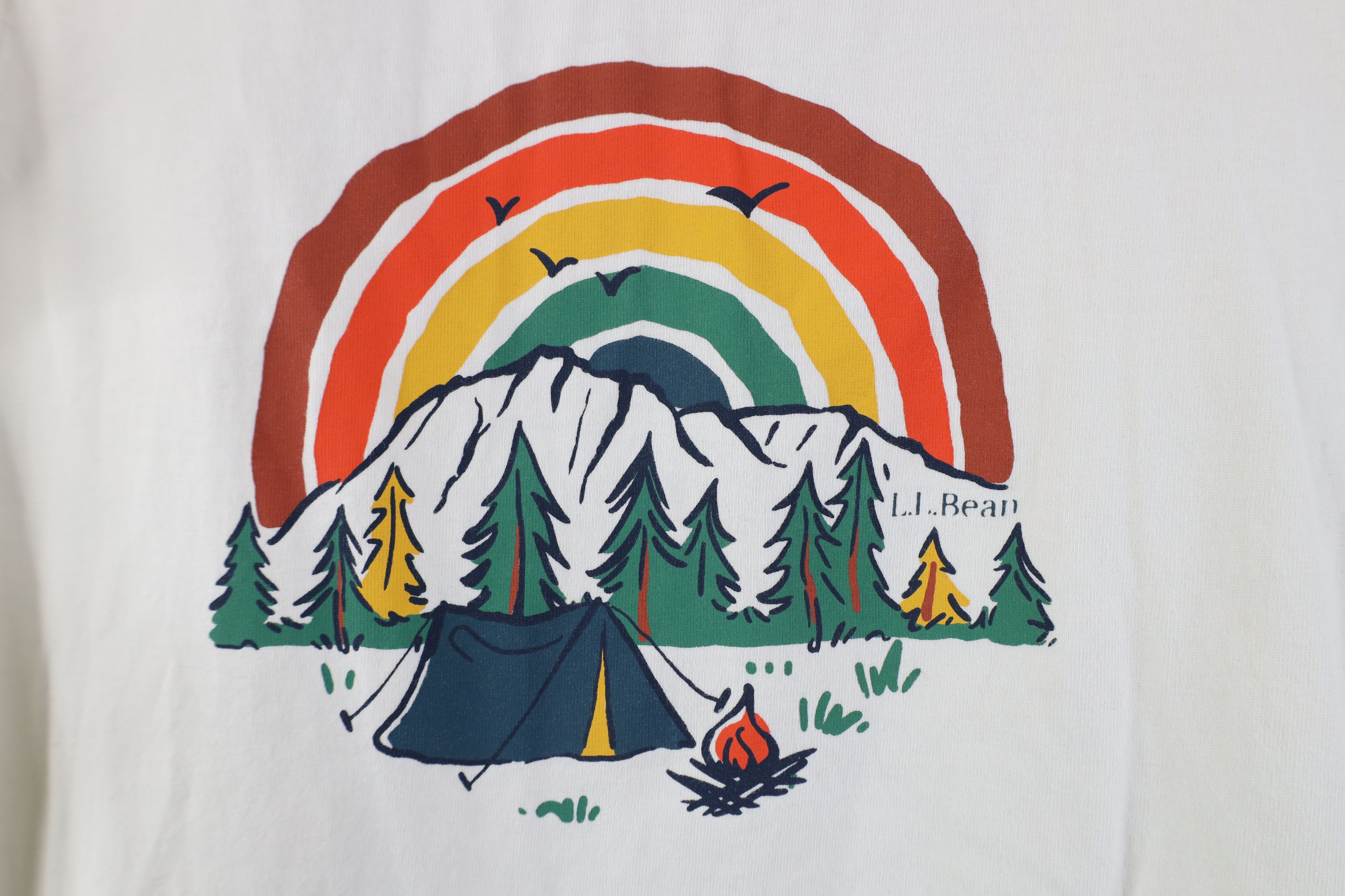 L.L. Bean LL Bean Rainbow Camping Short Sleeve T-Shirt Cream Cotton Size S / US 4 / IT 40 - 4 Thumbnail