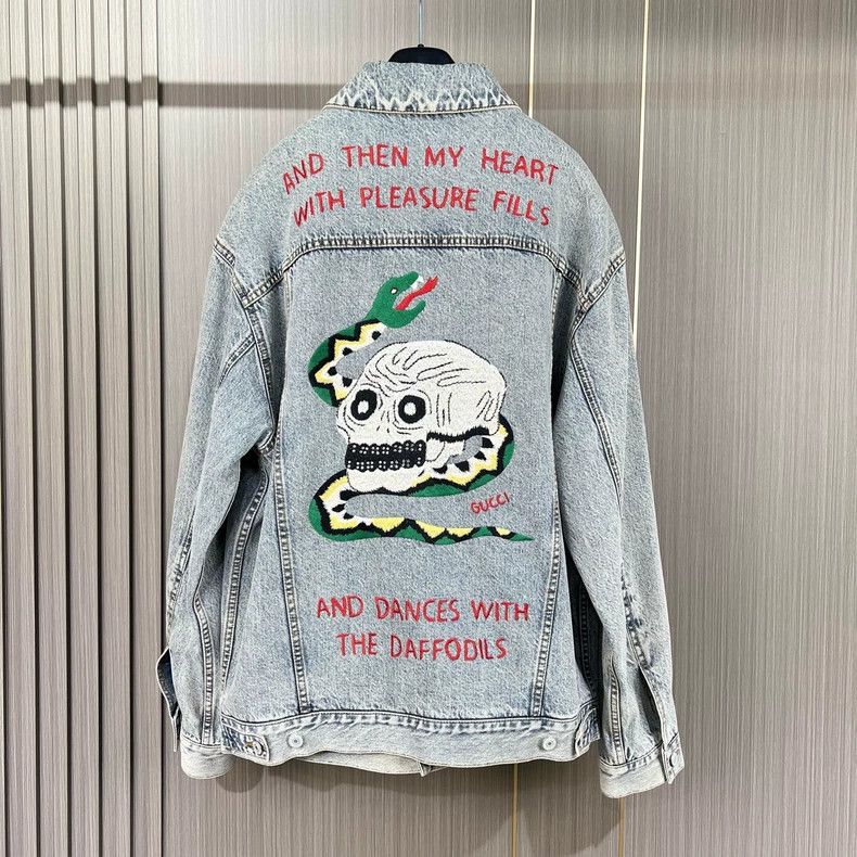 Gucci Gucci Rhinestone embroidered washed denim jacket 2504-Nexta Size US S / EU 44-46 / 1 - 2 Thumbnail