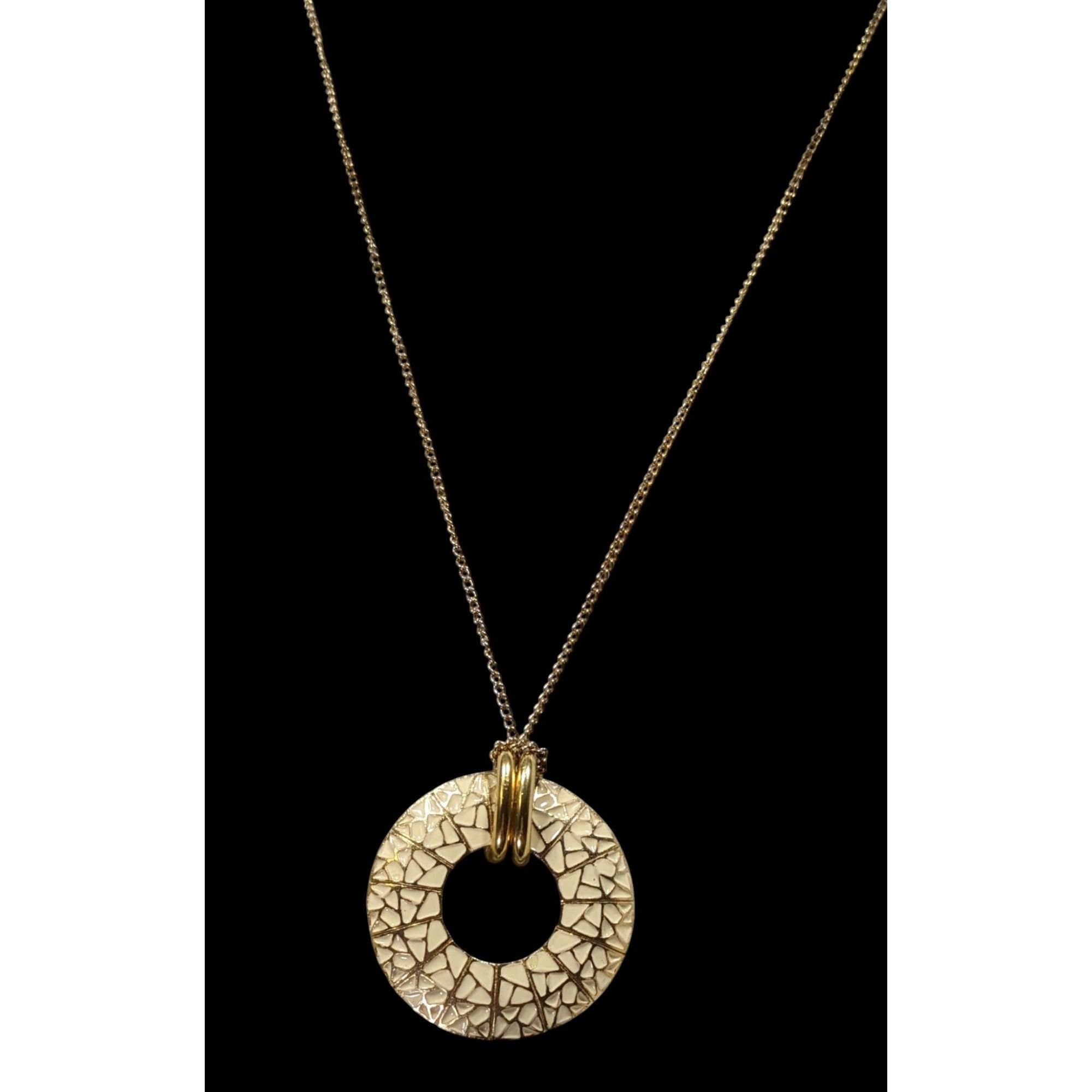 Other Geometric Cream And Gold Tone Open Disc Pendant Necklace Size ONE SIZE - 2 Thumbnail