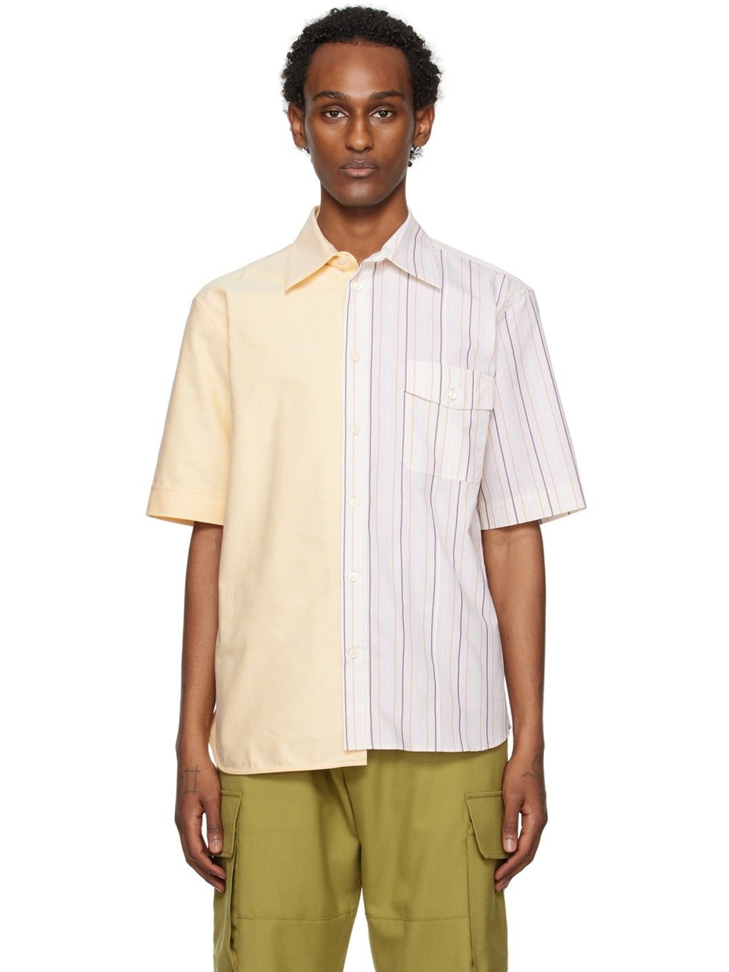 o1w1db10125 Paneled Shirt in Multicolor