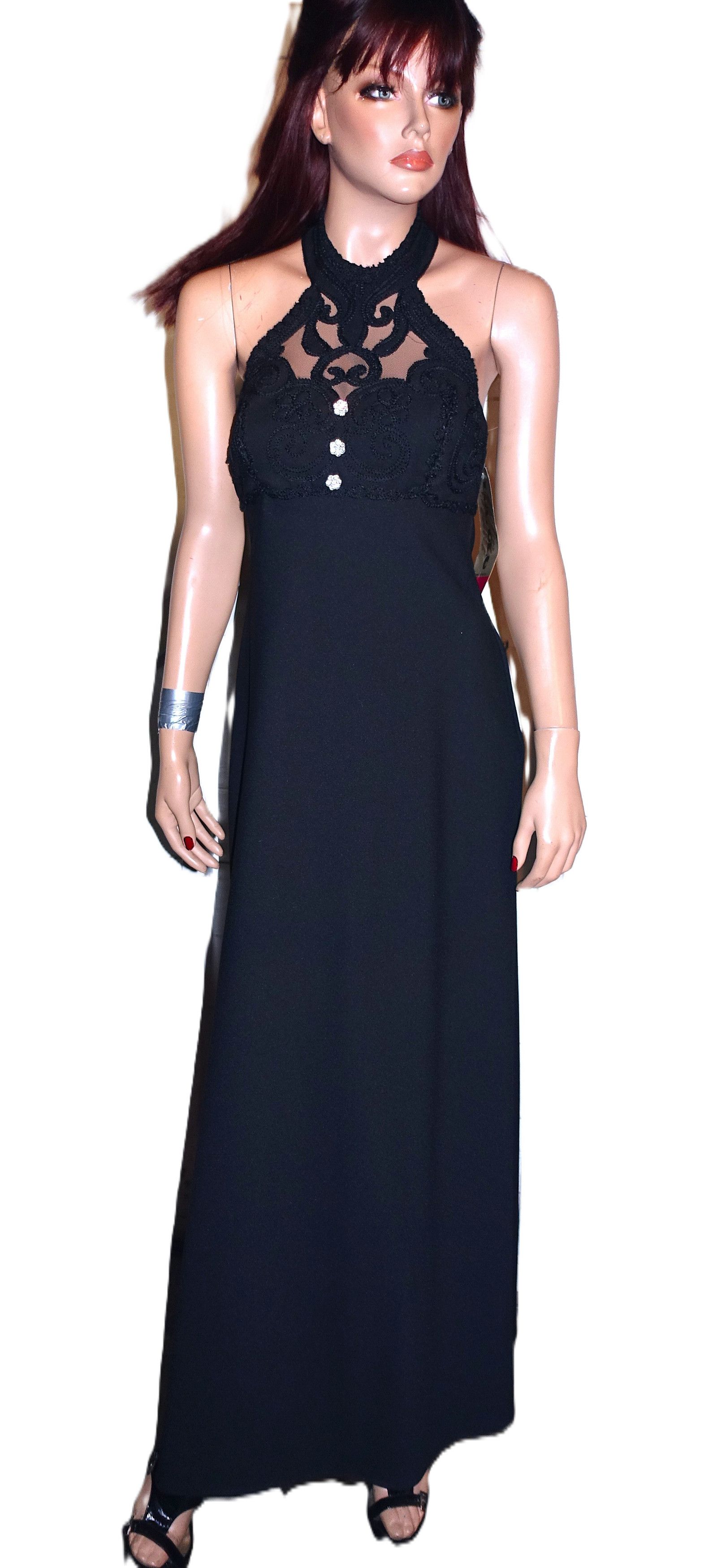 Vintage Vintage L.A. Glo Black Embroidered Bodice Maxi Dress 5/6 NWT Size M / US 6-8 / IT 42-44 - 1 Thumbnail