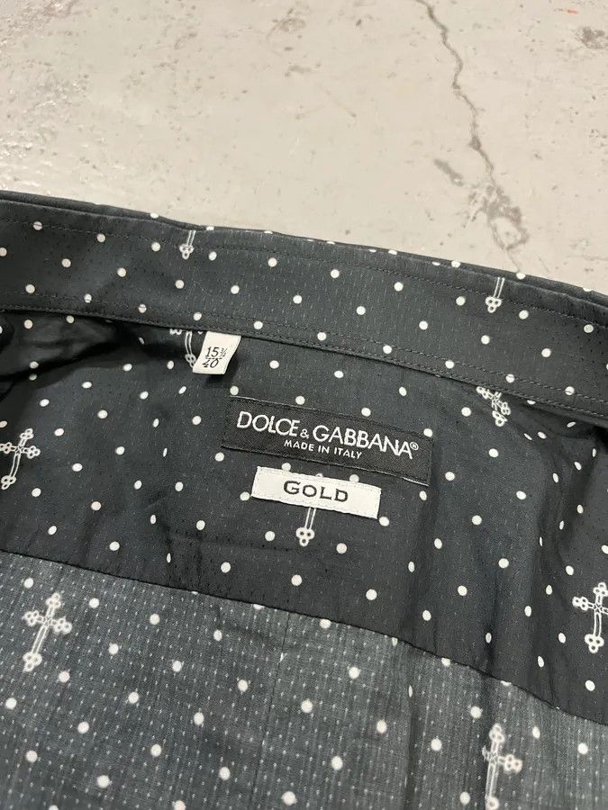Dolce & Gabbana 2010s Dolce & Gabbana Black Polka Dot Cross Print Shirt Size US S / EU 44-46 / 1 - 9 Thumbnail