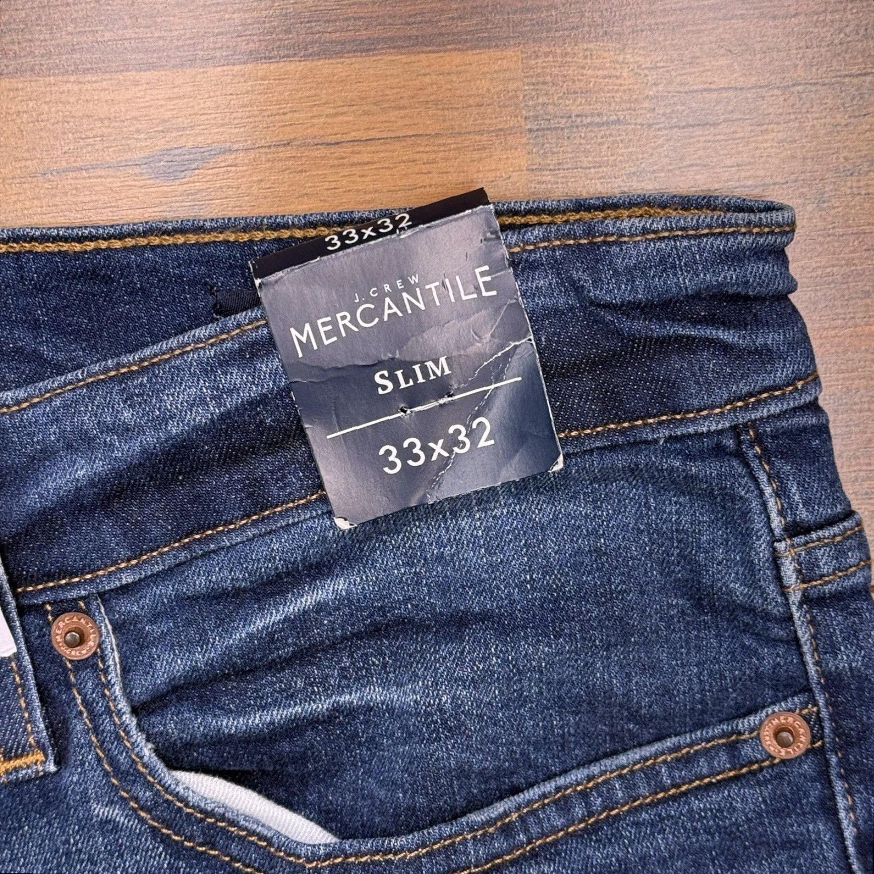 Vintage J Crew Mercantile Flex Jeans Mens 33x32 Slim Mid Rise Stretch Denim Blue 5-Pocket Zip Jeans Mens Slim Stretch Modern New Size US 33 - 5 Thumbnail