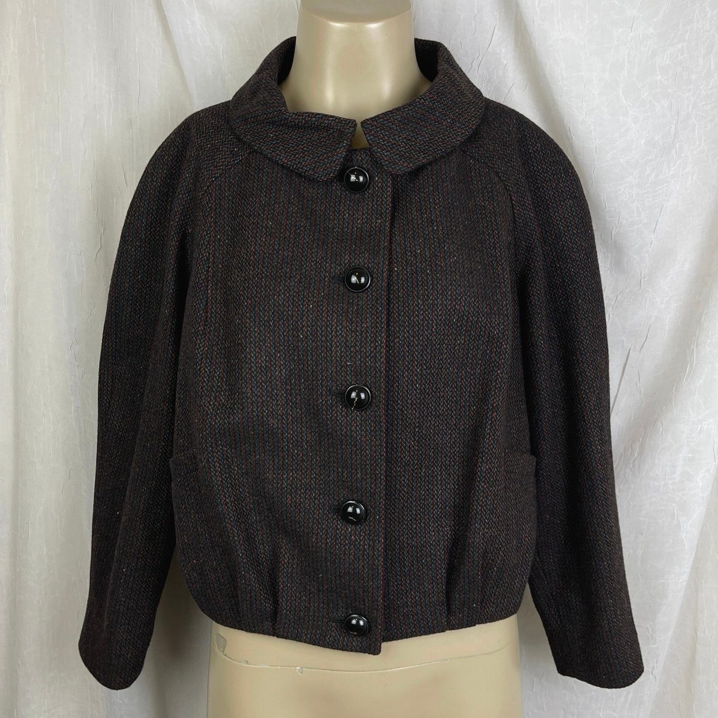 Vintage VTG Y2K Semantiks Cozy Tweed Jacket Brown Black Cottagecore Size M / US 6-8 / IT 42-44 - 1 Thumbnail