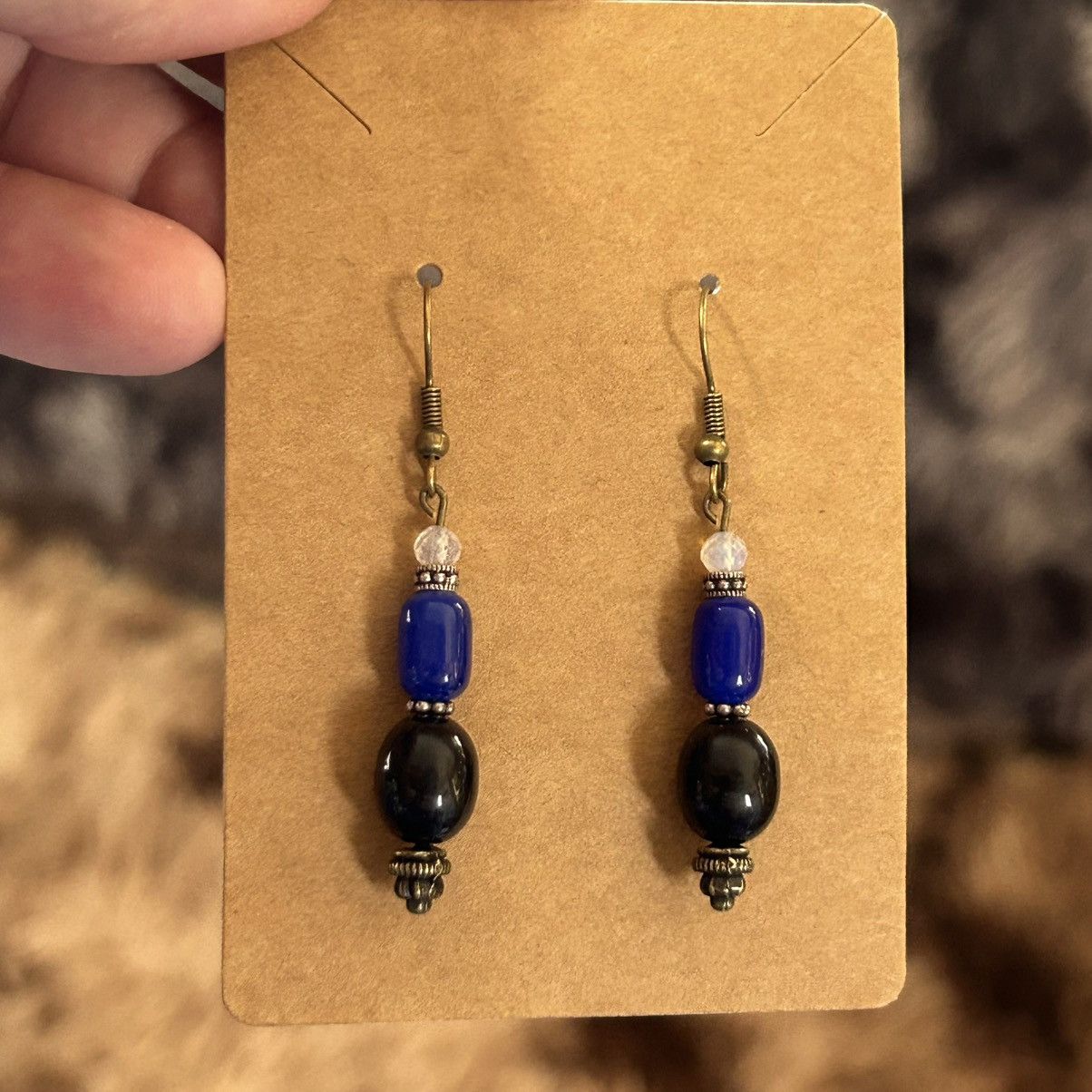 Handmade Handcrafted vintage bead cat eye glass barrels earrings Size ONE SIZE - 2 Thumbnail
