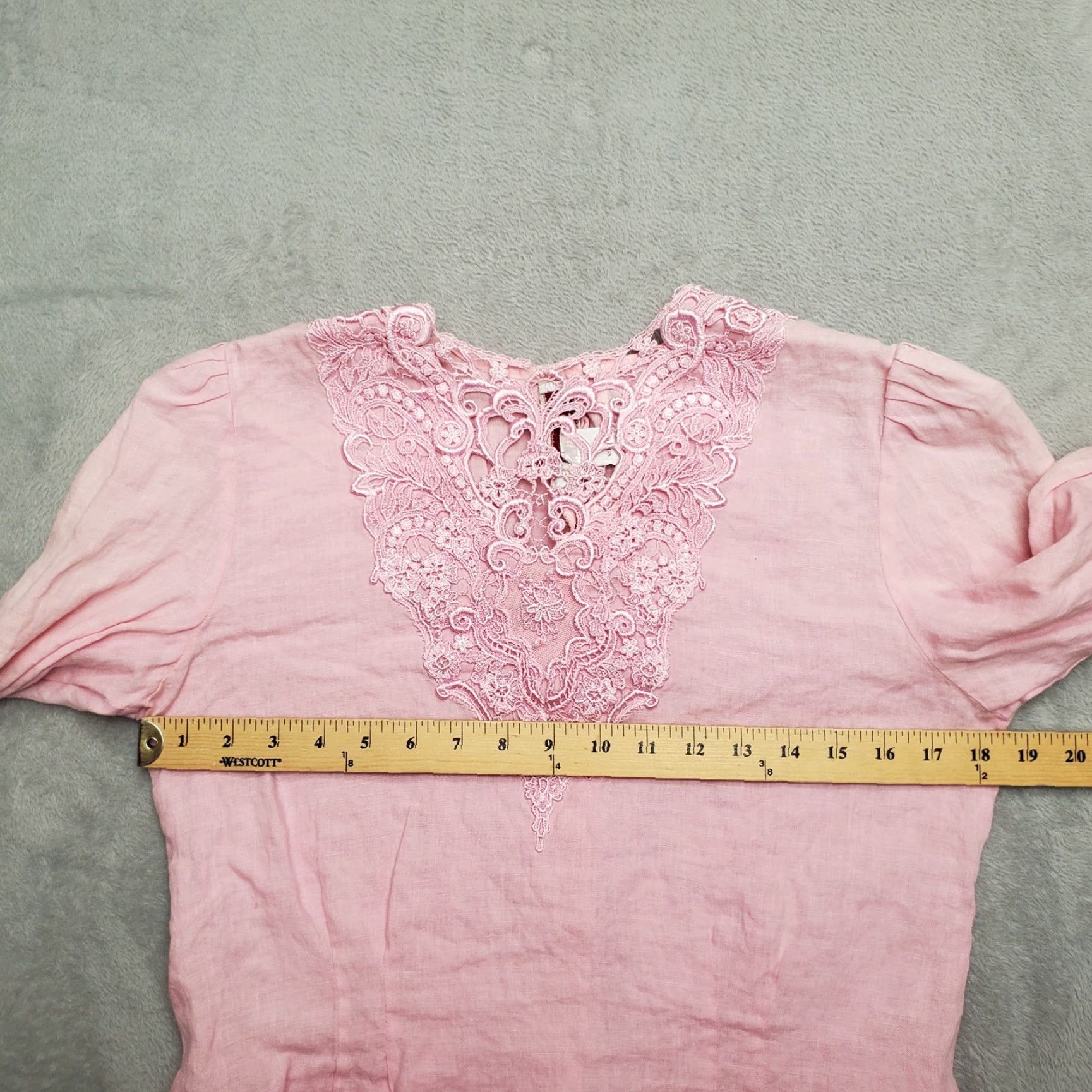 Pinko Westminsterlace Shirt Womens 12 Pink 100% Linen Lace Back Whimsey Cottage Casual Shirt Womens 12 Pink Linen Lace Back Whimsey Cottage Casual Size XL / US 12-14 / IT 48-50 - 5 Thumbnail