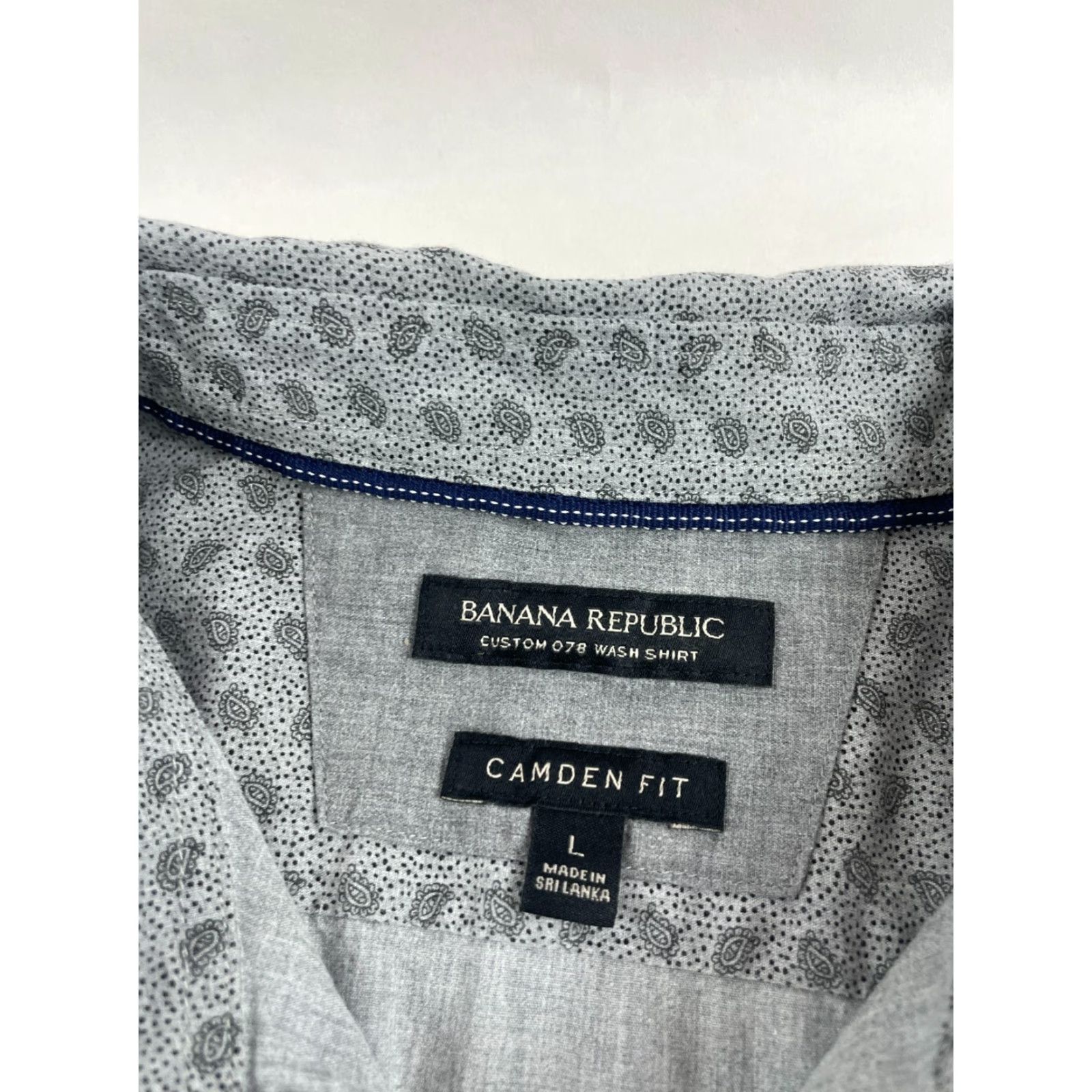 Banana Republic Banana Republic Shirt Men's L Gray Paisley Camden Fit Button-Up Long Sleeve Size US L / EU 52-54 / 3 - 7 Thumbnail