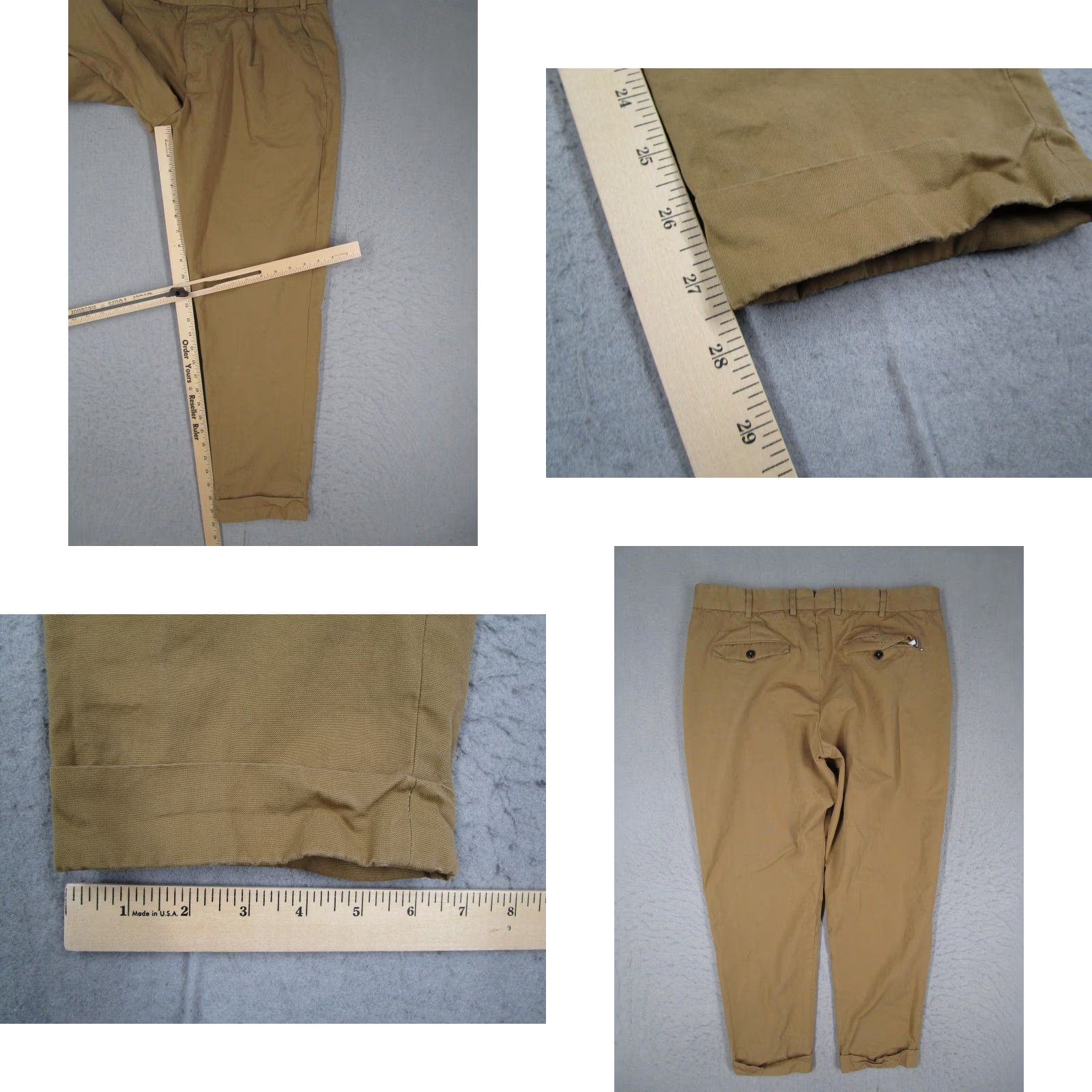 PT Torino PT Torino Pants Mens 36x27 Beige Rebel Fit Pleated Chino Cotton Cuffed Tapered Size US 36 / EU 52 - 9 Thumbnail