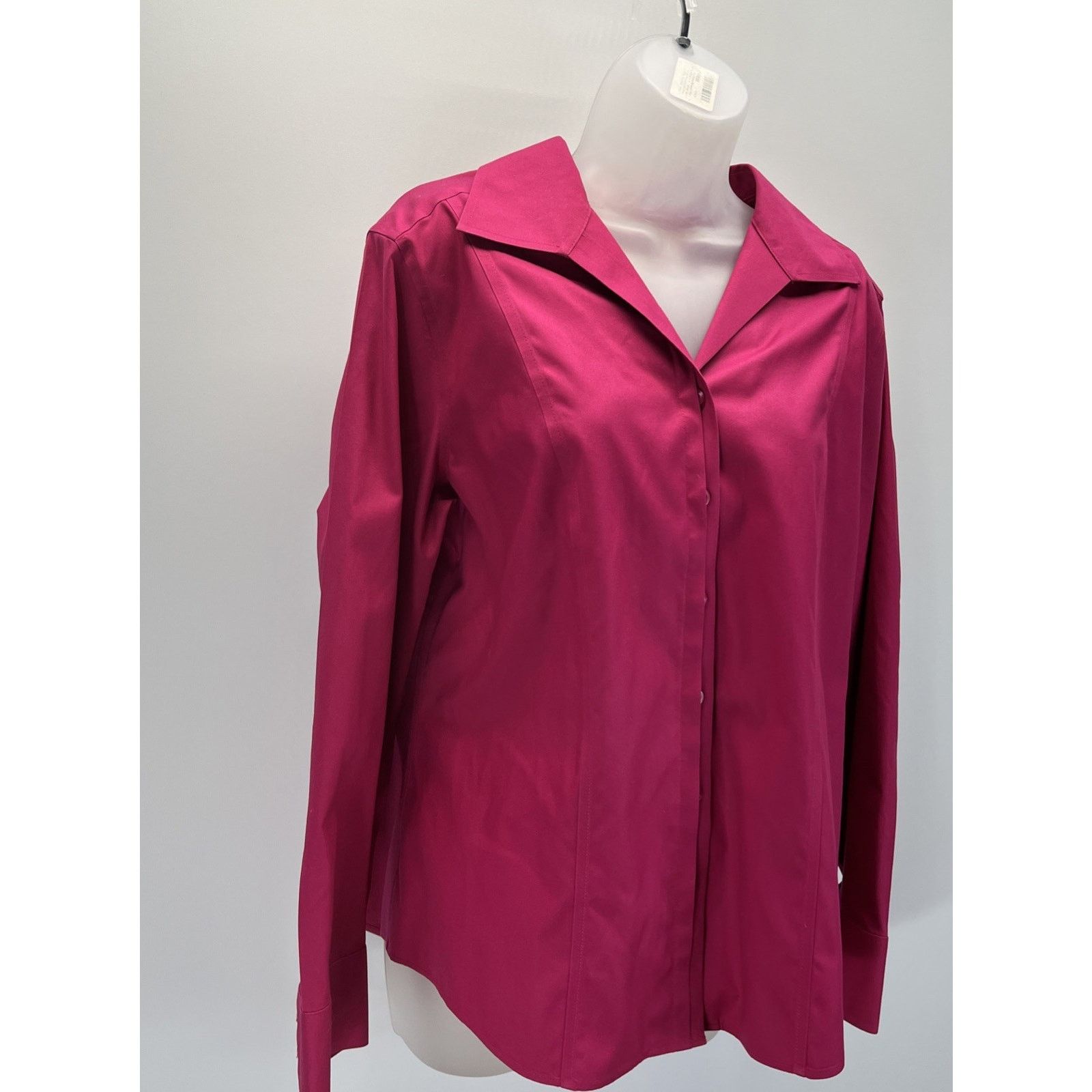 Chicos Chico's Non-Iron Shirt Sz 2 Magenta Button Front Longsleeve Size XS / US 0-2 / IT 36-38 - 3 Thumbnail