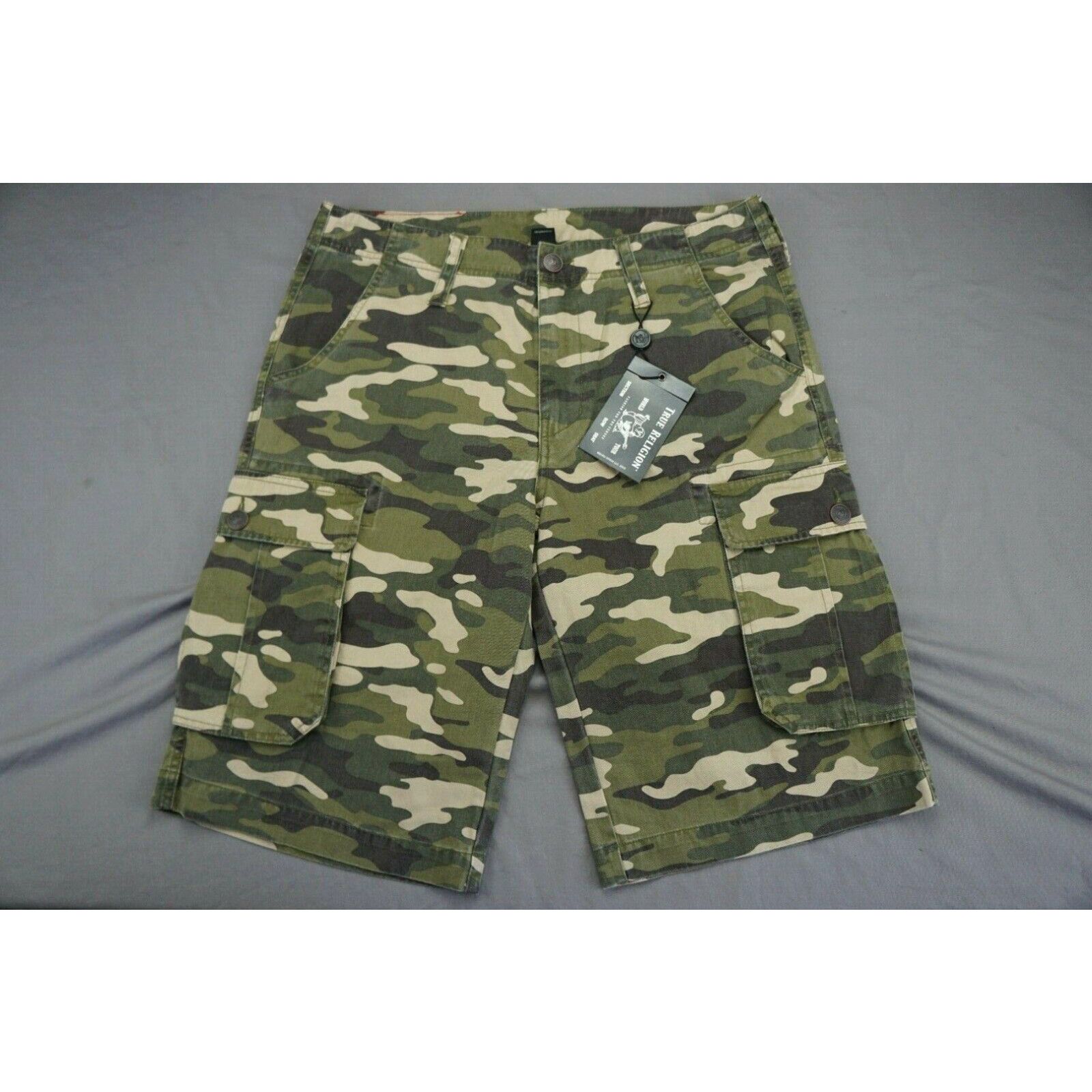 image of True Religion Cotton Twill Camo Cargo Shorts. Men's Size 30, NWT $159!! in White