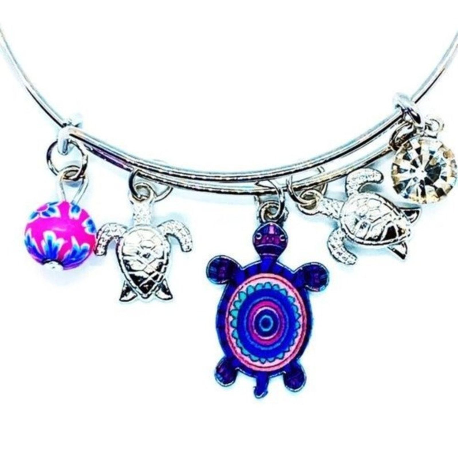 Other Beaded Sea Turtle Charm Colorful Bangle Bracelet Size ONE SIZE - 2 Thumbnail
