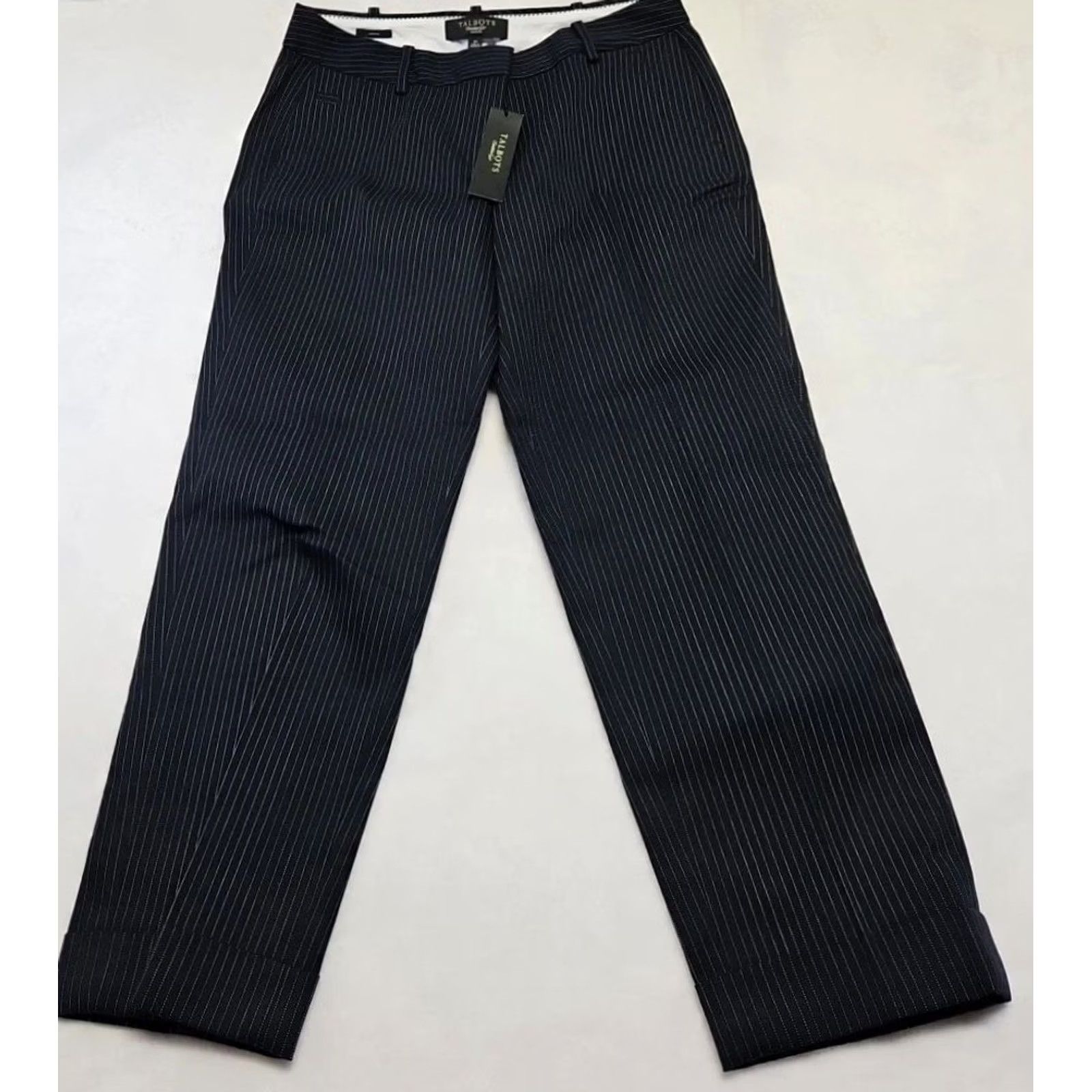 Talbots Talbots Women’s 2P Black Pinstripe Dress Pants Straight Leg Flat Front NWT Size 26" / US 2 / IT 38 - 6 Thumbnail