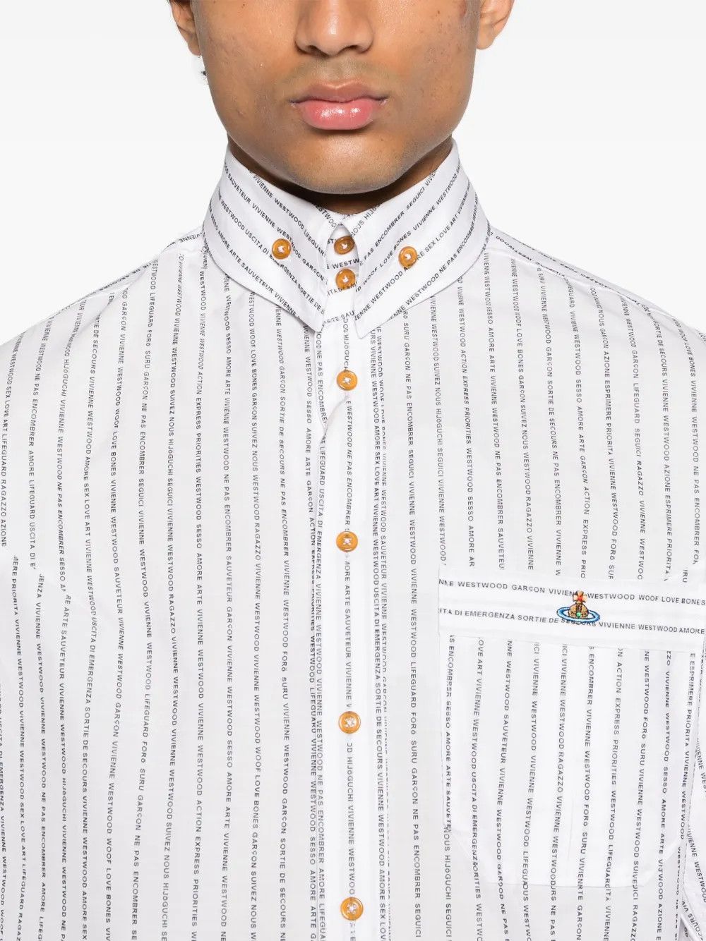 Vivienne Westwood o1y0525 Logo Patterned Shirt in White/Black Size US M / EU 48-50 / 2 - 2 Thumbnail