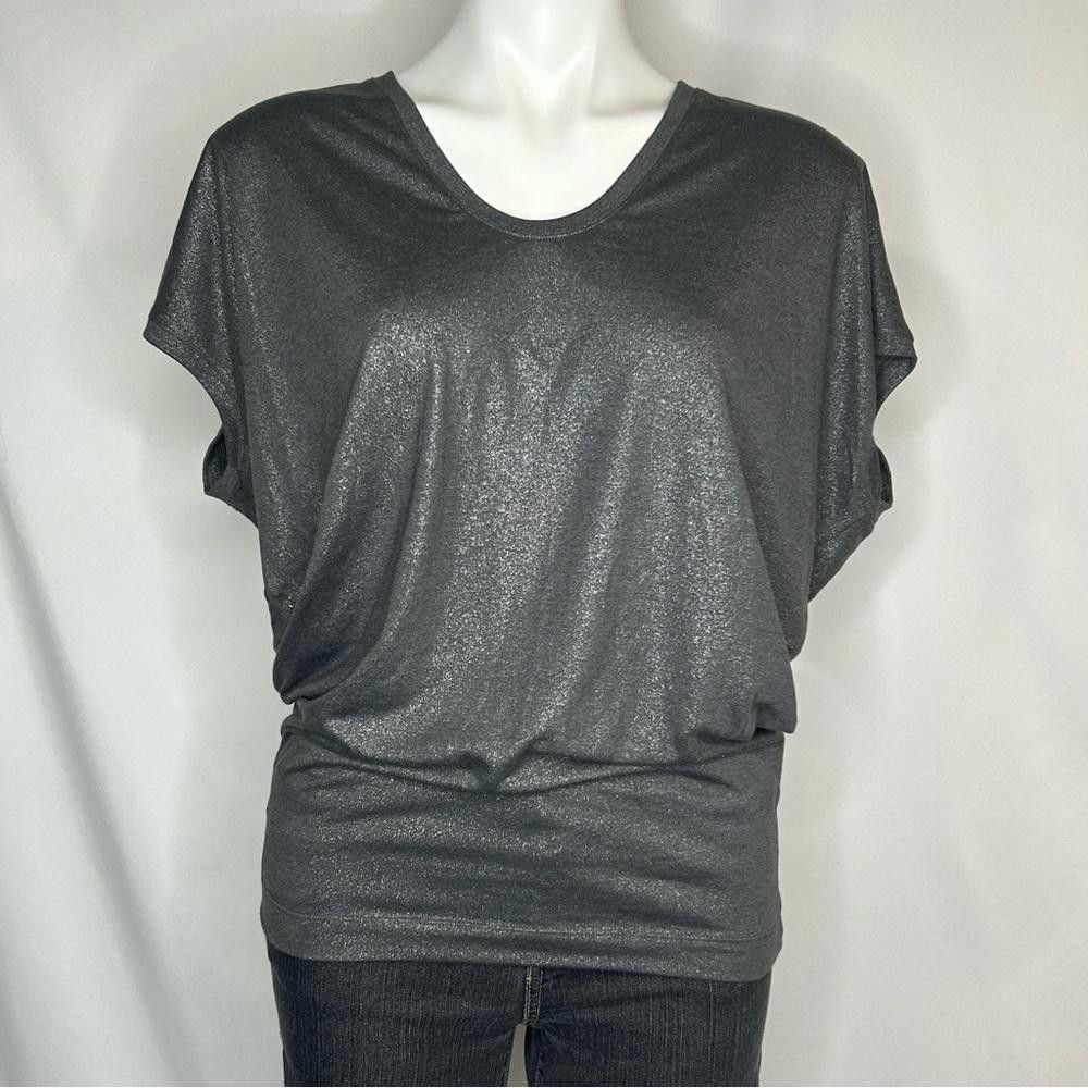 Vince Vince Metallic Gunmetal Drape Top with Dolman Sleeves, XS Size XS / US 0-2 / IT 36-38 - 1 Thumbnail