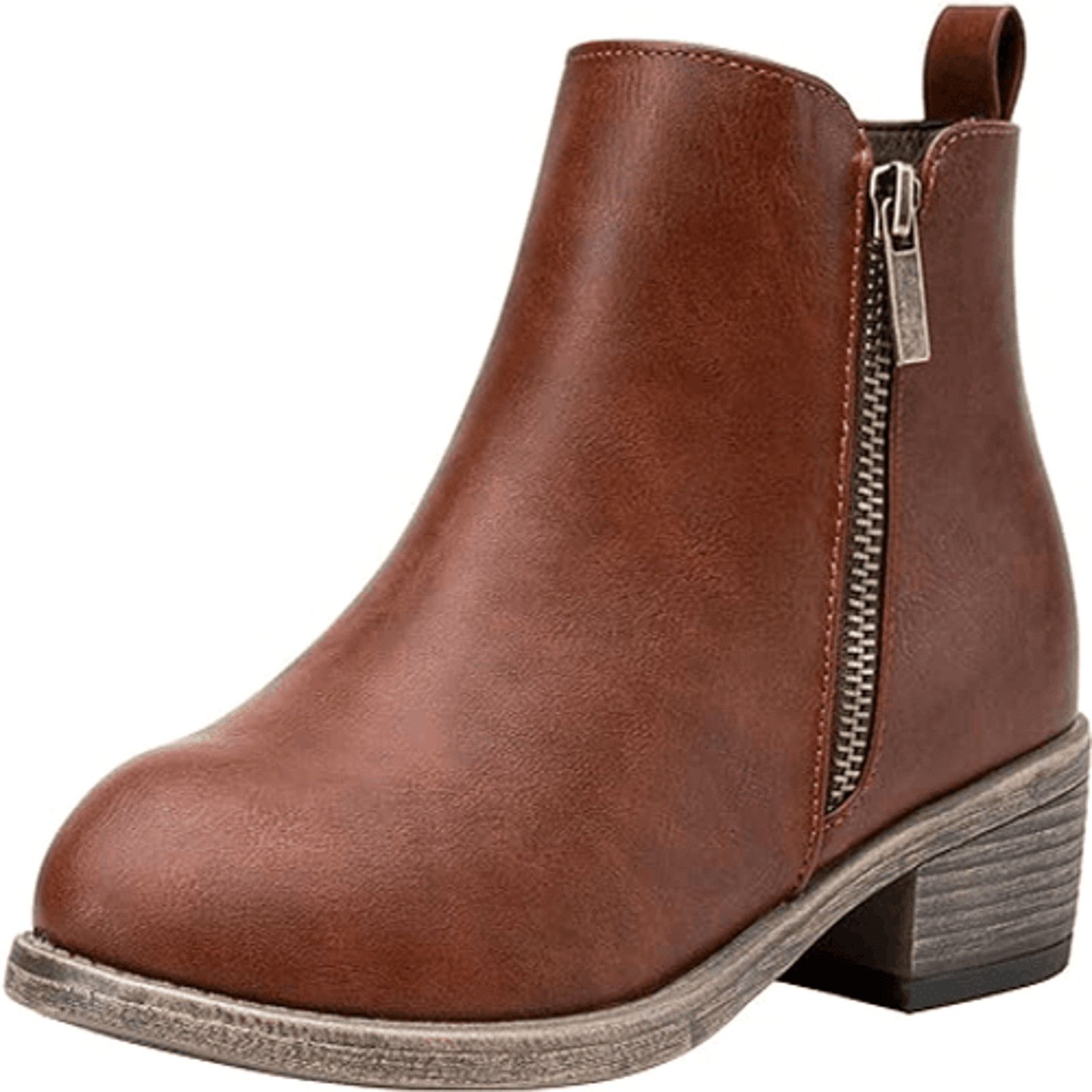Jeossy Ankle Boots Thick Heel Shoes Low Heel Shoesed Booties Brown Size 9, Women's