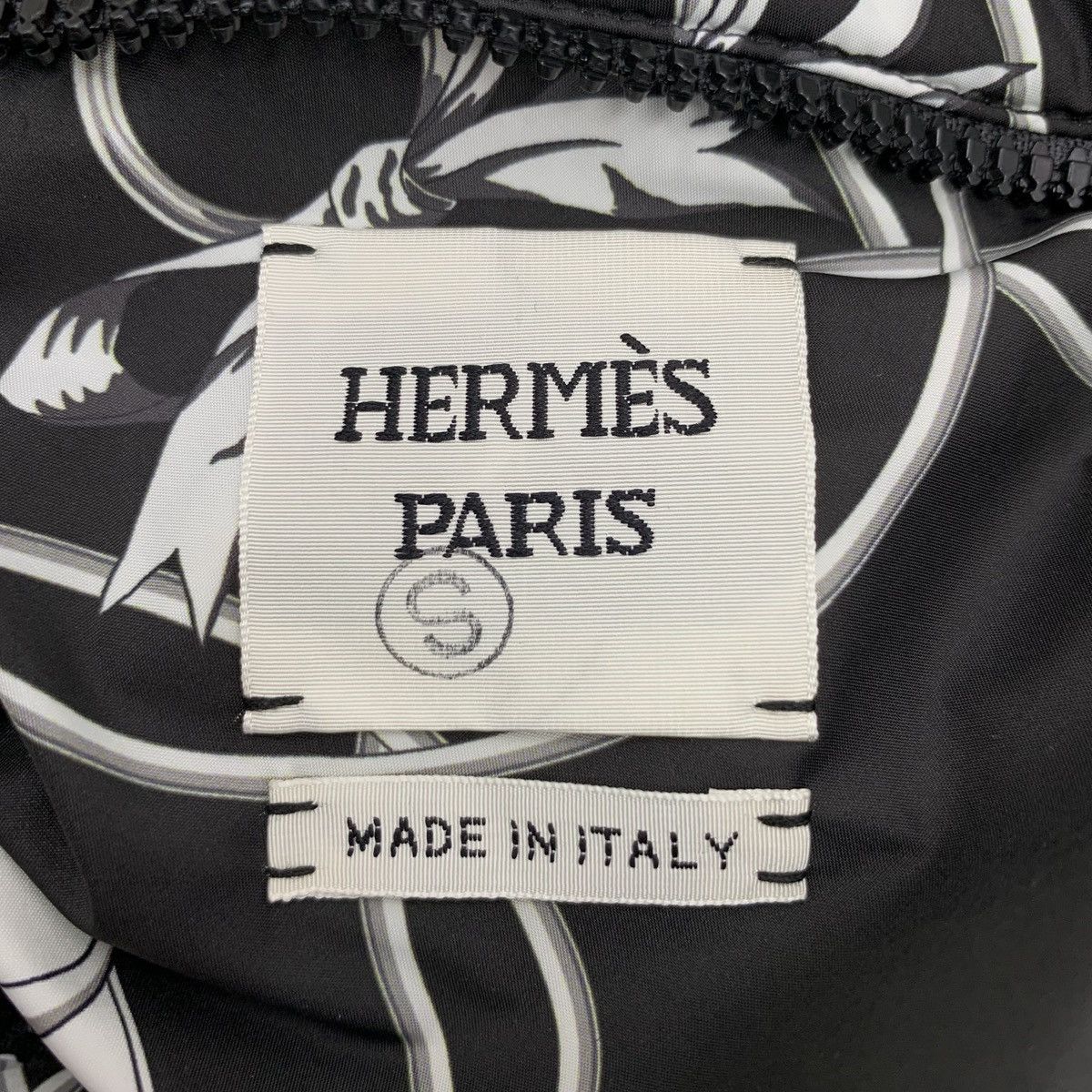 Hermes Black Diamond Check Geometric Print Zipper Down Coat