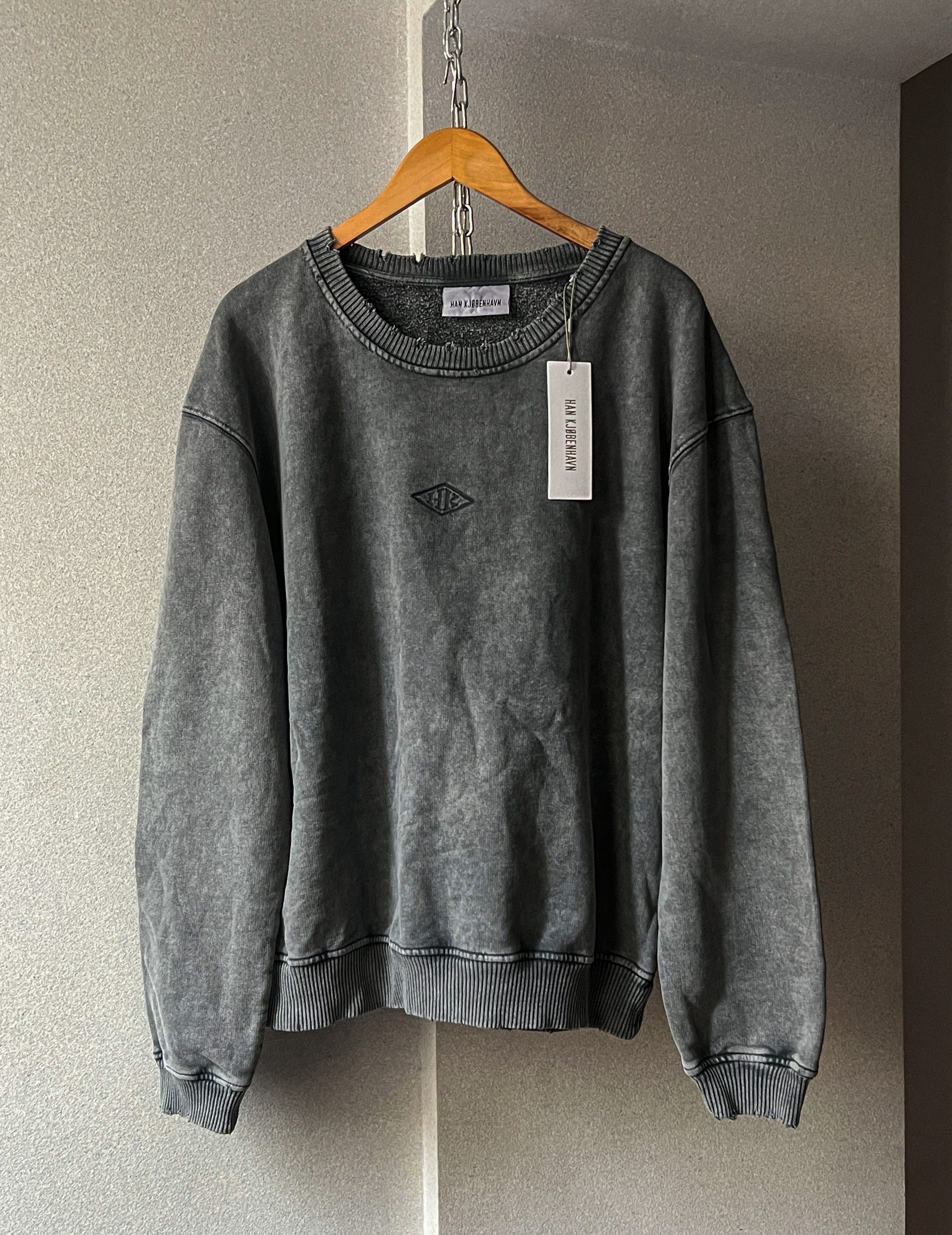 Han Kjobenhavn Han Kjobenhavn Gray Distressed Washed Sweatshirt Size US XL / EU 56 / 4 - 2 Thumbnail