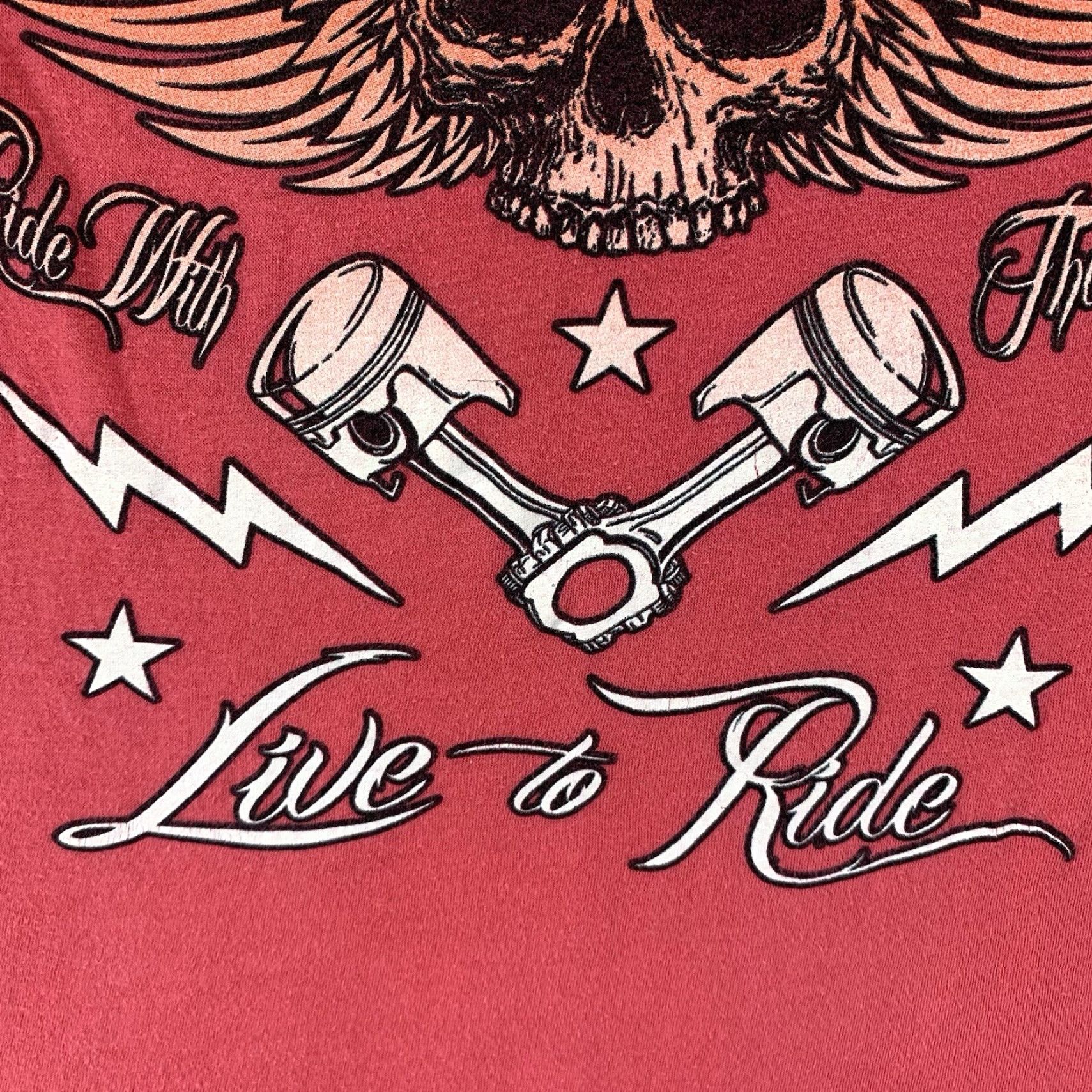 Vintage VINTAGE Laconia Motorcycle Biker Shirt Small Red Skull Wings Graphic Cap Sleeve Womens Size S / US 4 / IT 40 - 5 Thumbnail