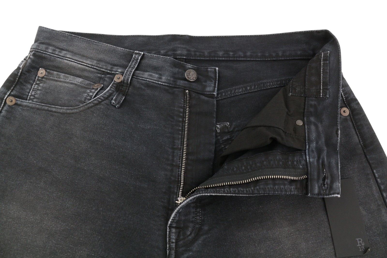 R13 X-BF 29 Black Garment Dyed Moleskin Faded Ankle FW25 86628 Size 29" - 4 Thumbnail