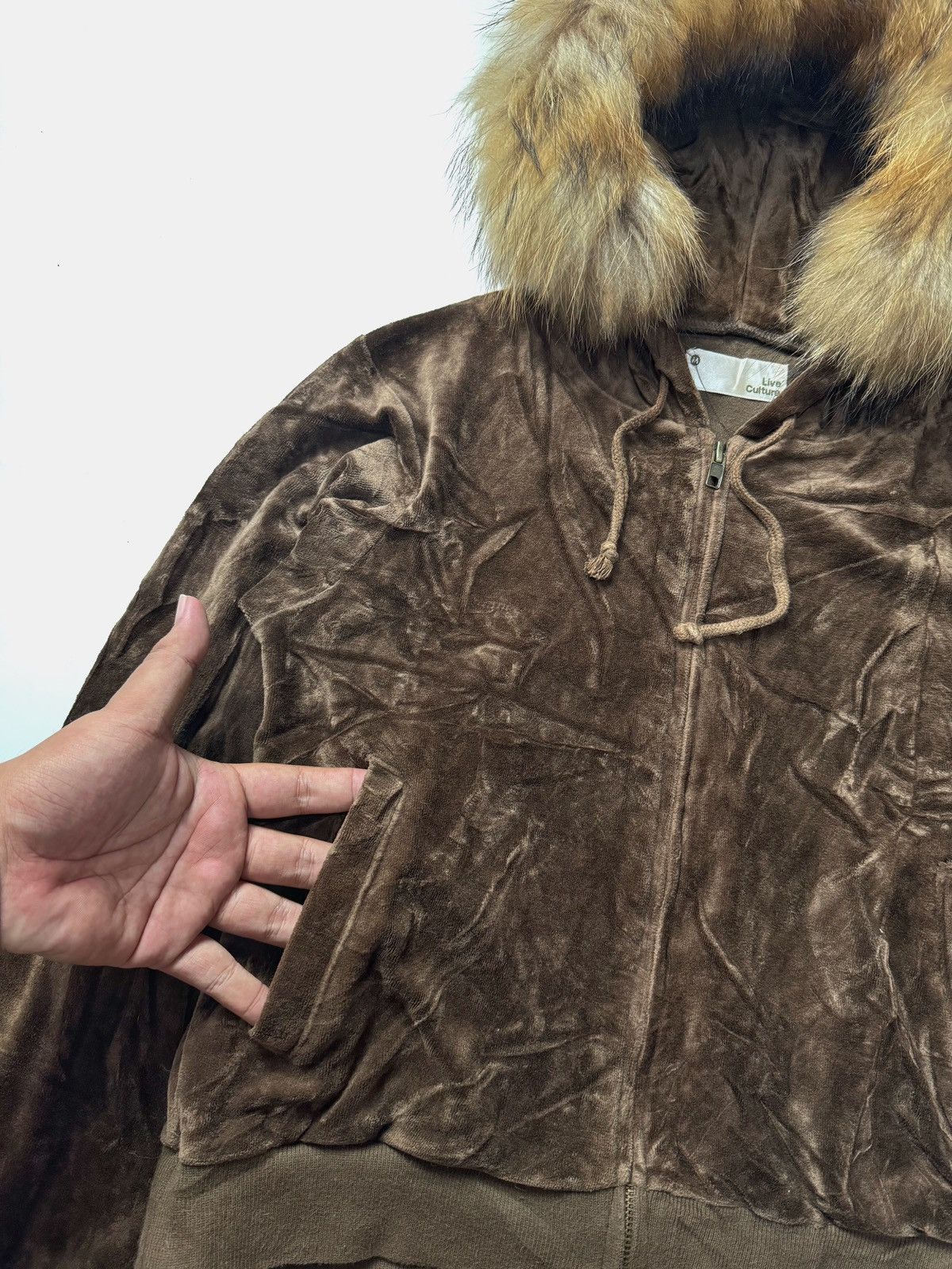 Hysteric Glamour × Japanese Brand × Le Grande Bleu (L.G.B.) Fur Velvet Croped Hoodie Libe Culture Brown Size US M / EU 48-50 / 2 - 5 Thumbnail