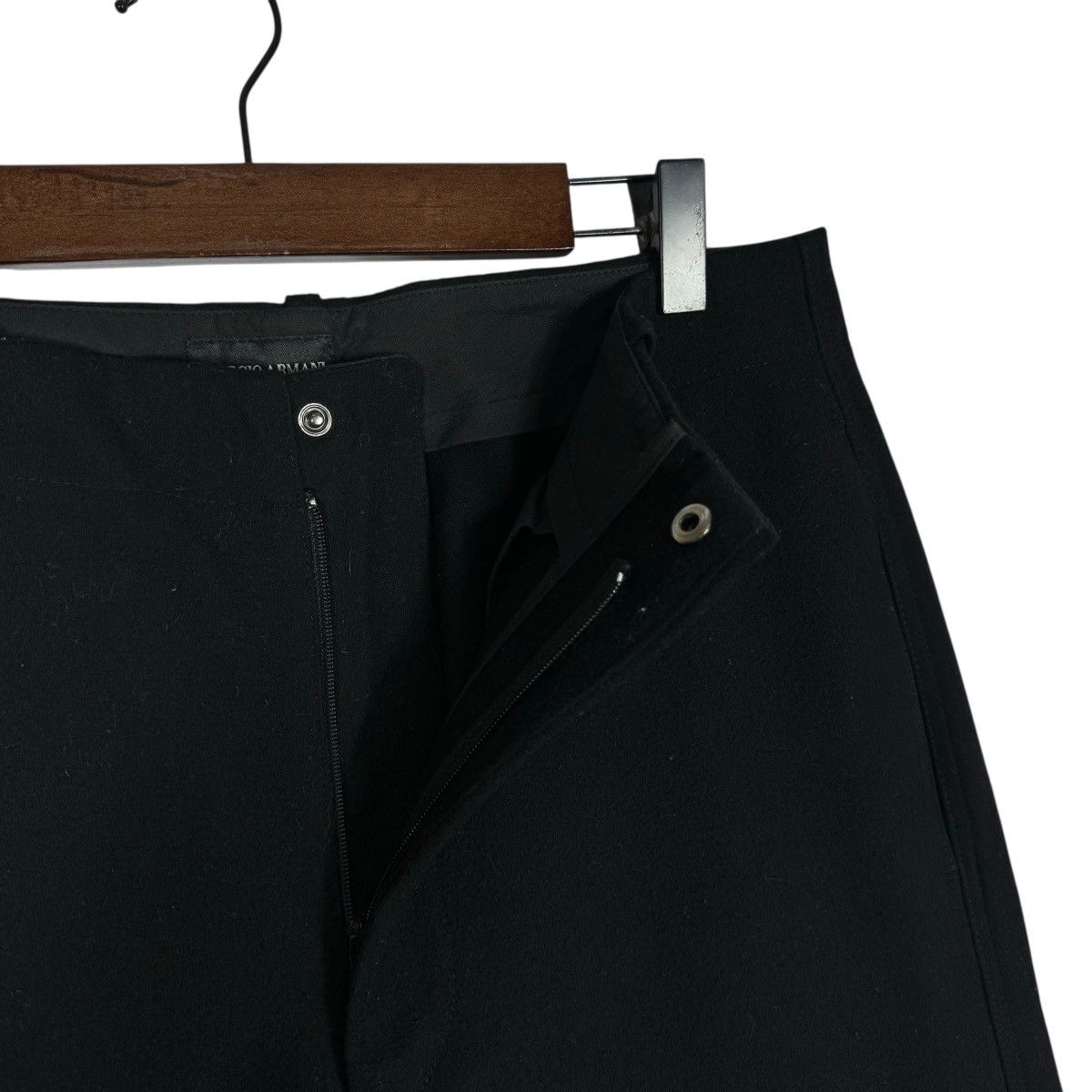 Giorgio Armani Vintage Giorgio Armani Wide Leg Trousers Black Wool Size US 31 - 6 Thumbnail