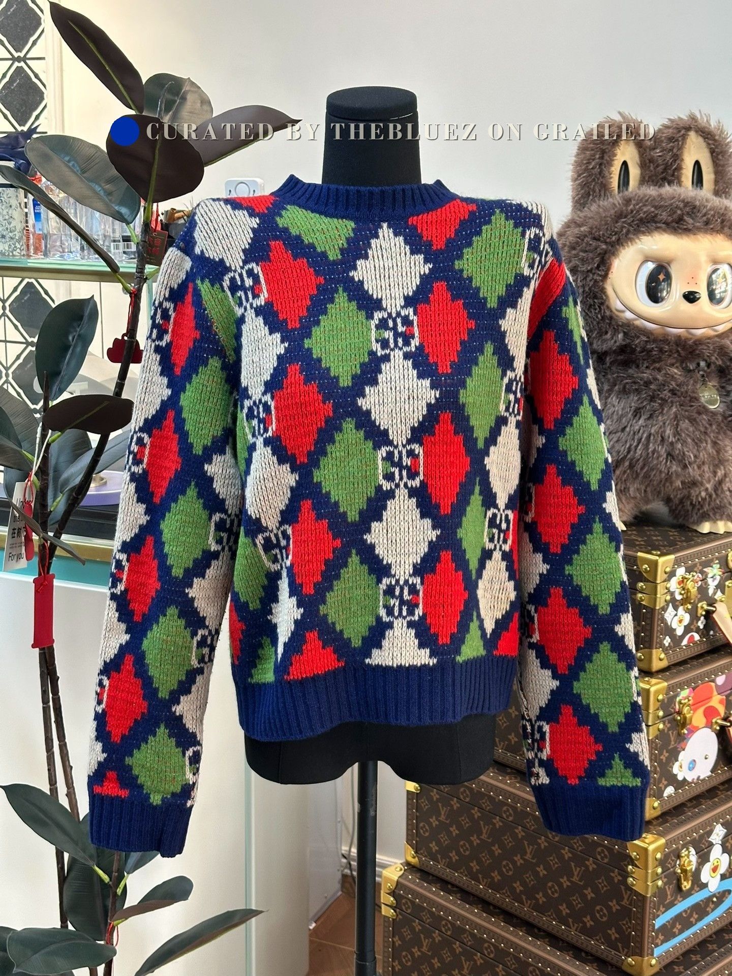 Gucci Gucci X Kai Blue Teddy bear Knit Sweater RARE | Grailed