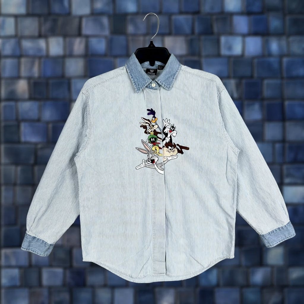 Vintage VINTAGE Warner Bros Shirt Small Striped Looney Tunes Bugs Taz Tweety Sylvester Womens Size S / US 4 / IT 40 - 1 Thumbnail
