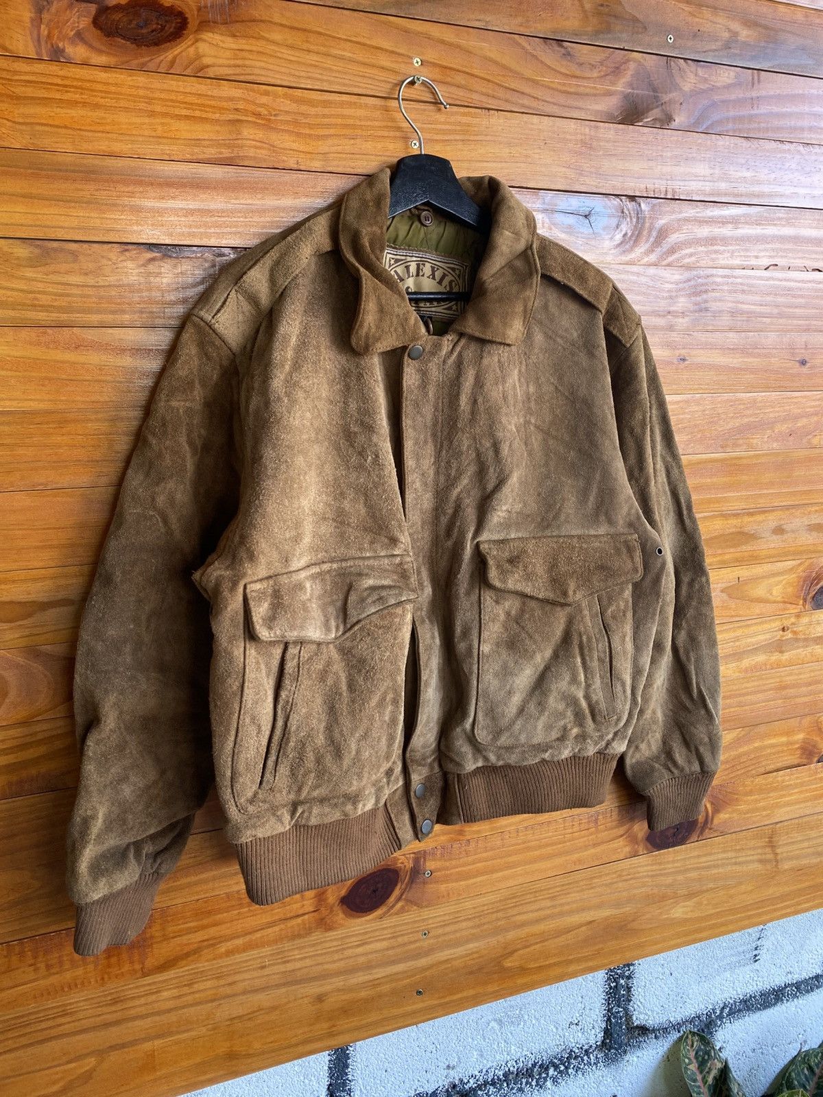 Vintage Vintage 90s Alexis Star Suede Leather Bomber Jacket Size US L / EU 52-54 / 3 - 8 Thumbnail