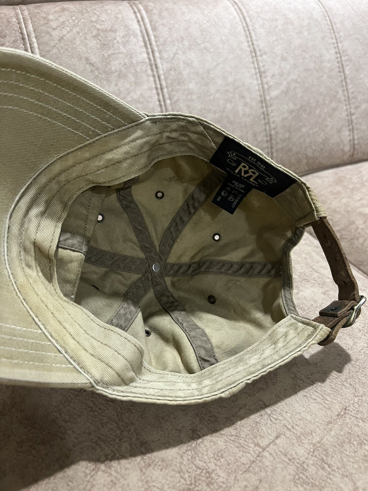 RRL Ralph Lauren Vintage RRL Double RL Patches Canvas Leather Adjustable Cap Size ONE SIZE - 8 Thumbnail