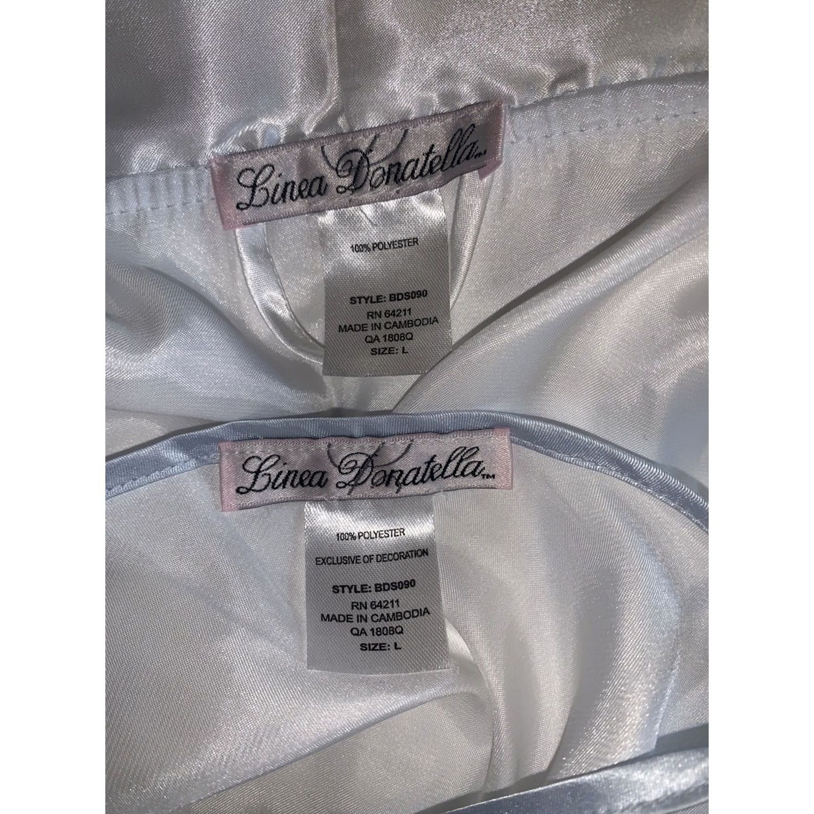 Vintage Linea Donatella Robe Nightie SET Ivory Satin Wrap Belted Embroidered 2-piece MRS Women's L Adjustable straps NWT Size ONE SIZE - 6 Thumbnail